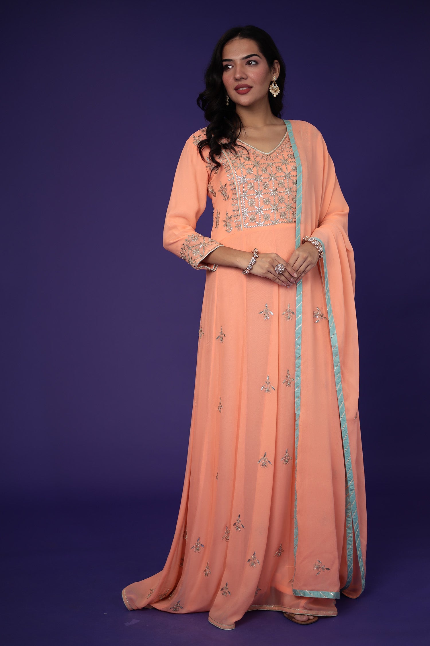 Anarkali Georgette Suit Embroidered with Gota Patti work