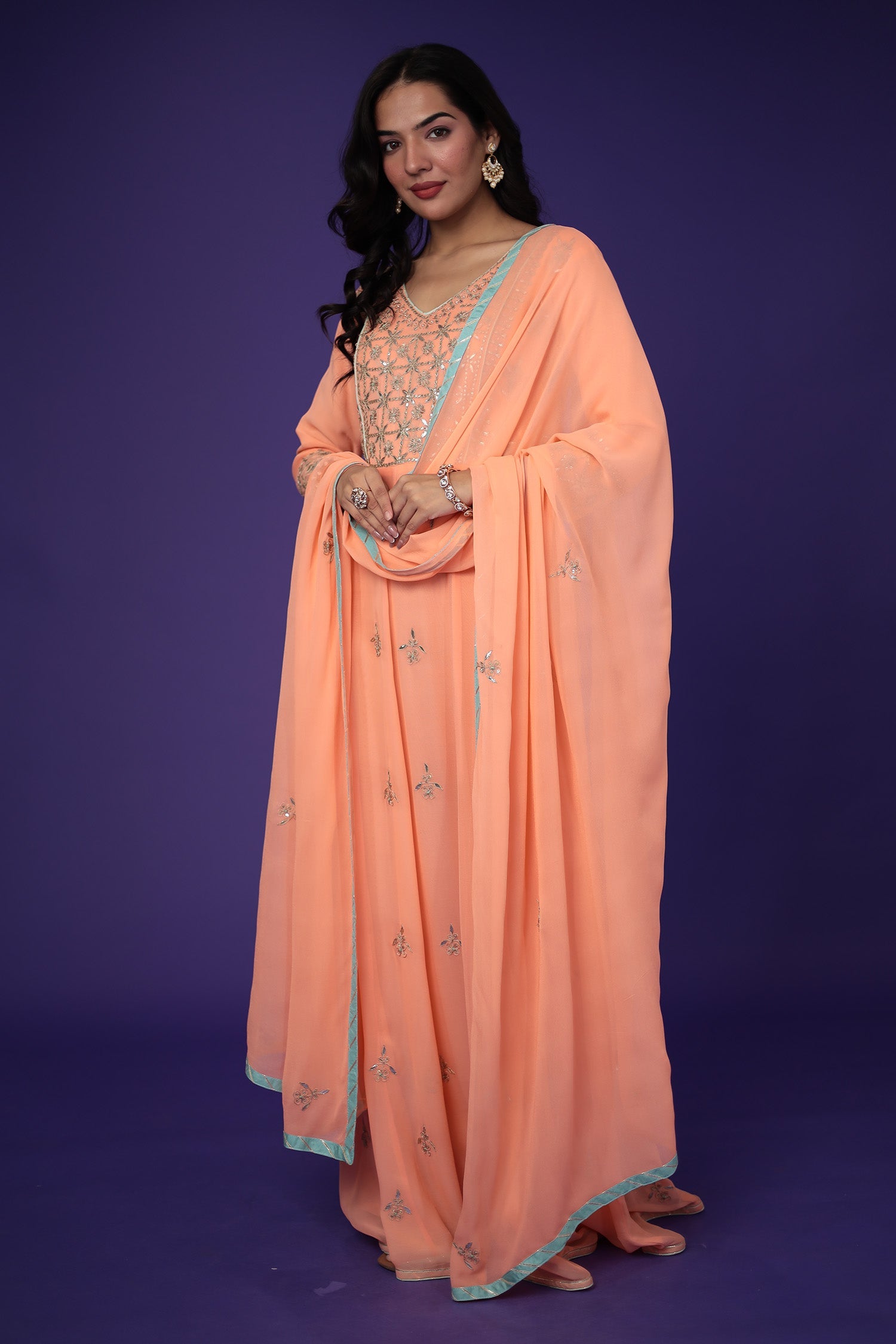 Anarkali Georgette Suit Embroidered with Gota Patti work