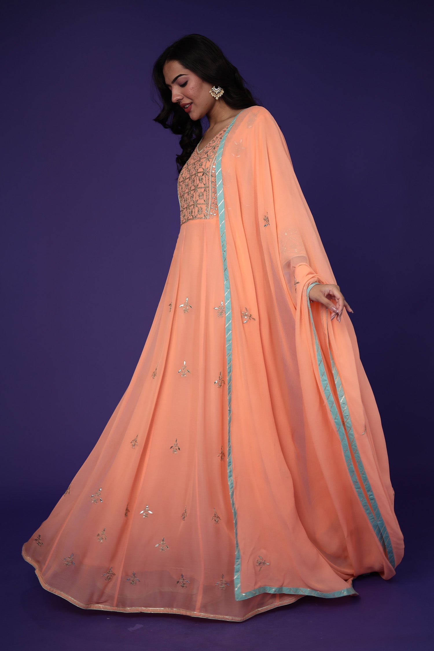 Anarkali Georgette Suit Embroidered with Gota Patti work