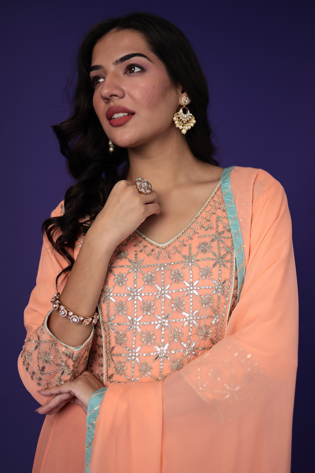 Anarkali Georgette Suit Embroidered with Gota Patti work