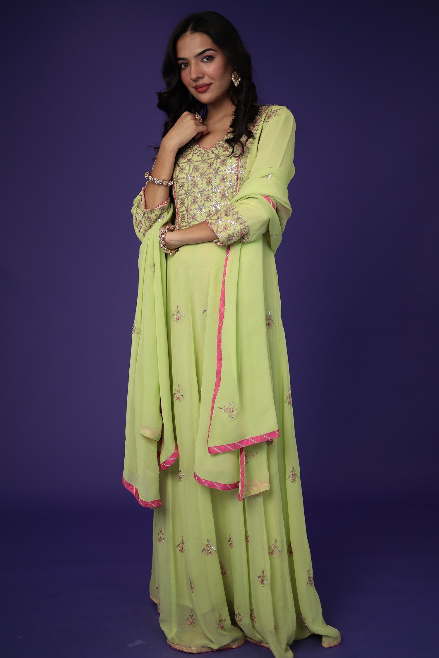 Anarkali Georgette Suit Embroidered with Gota Patti work