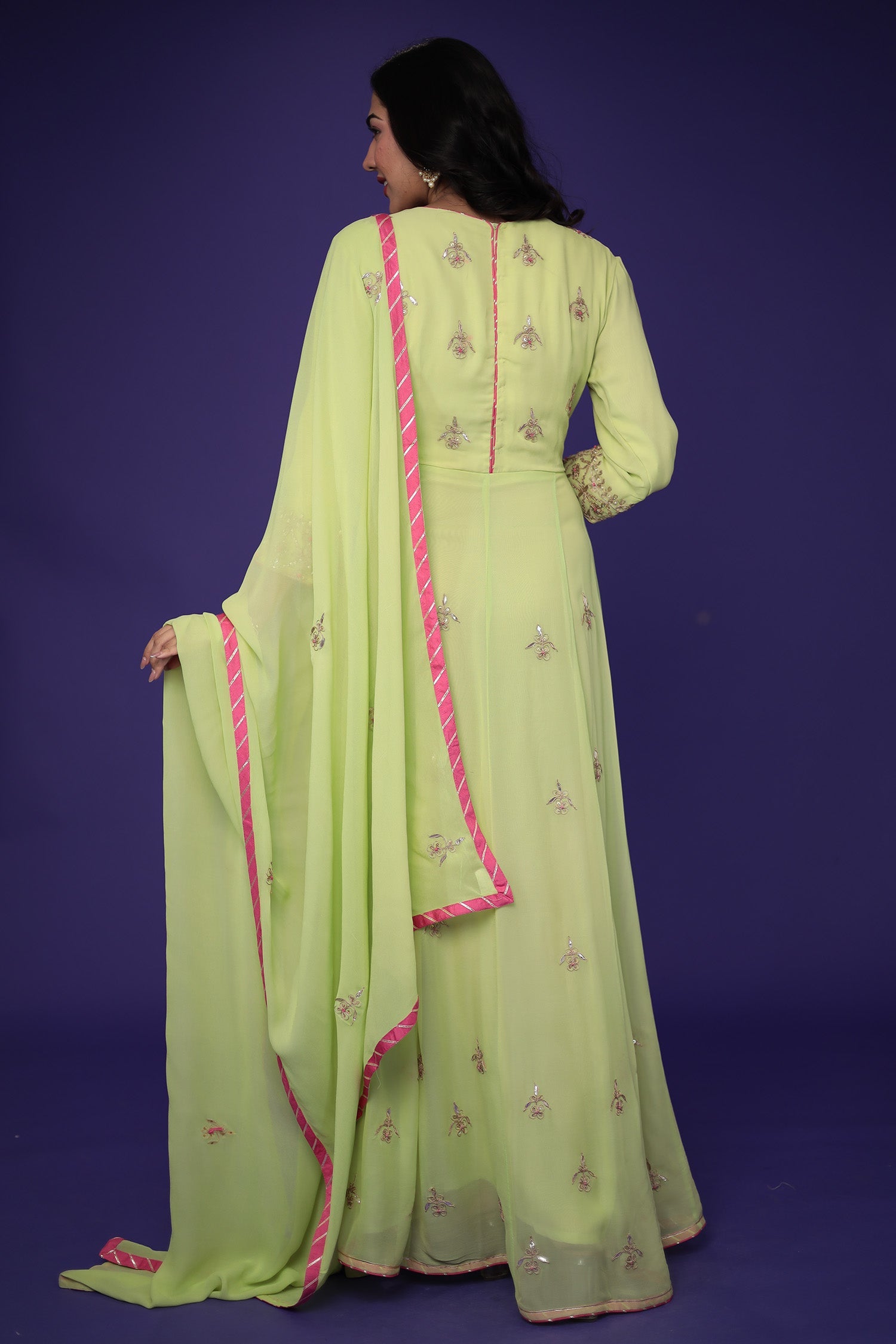 Anarkali Georgette Suit Embroidered with Gota Patti work