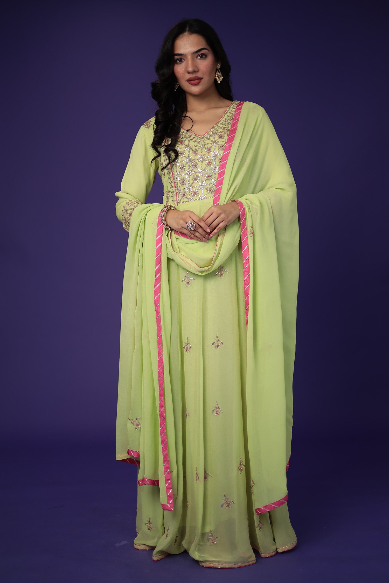 Anarkali Georgette Suit Embroidered with Gota Patti work