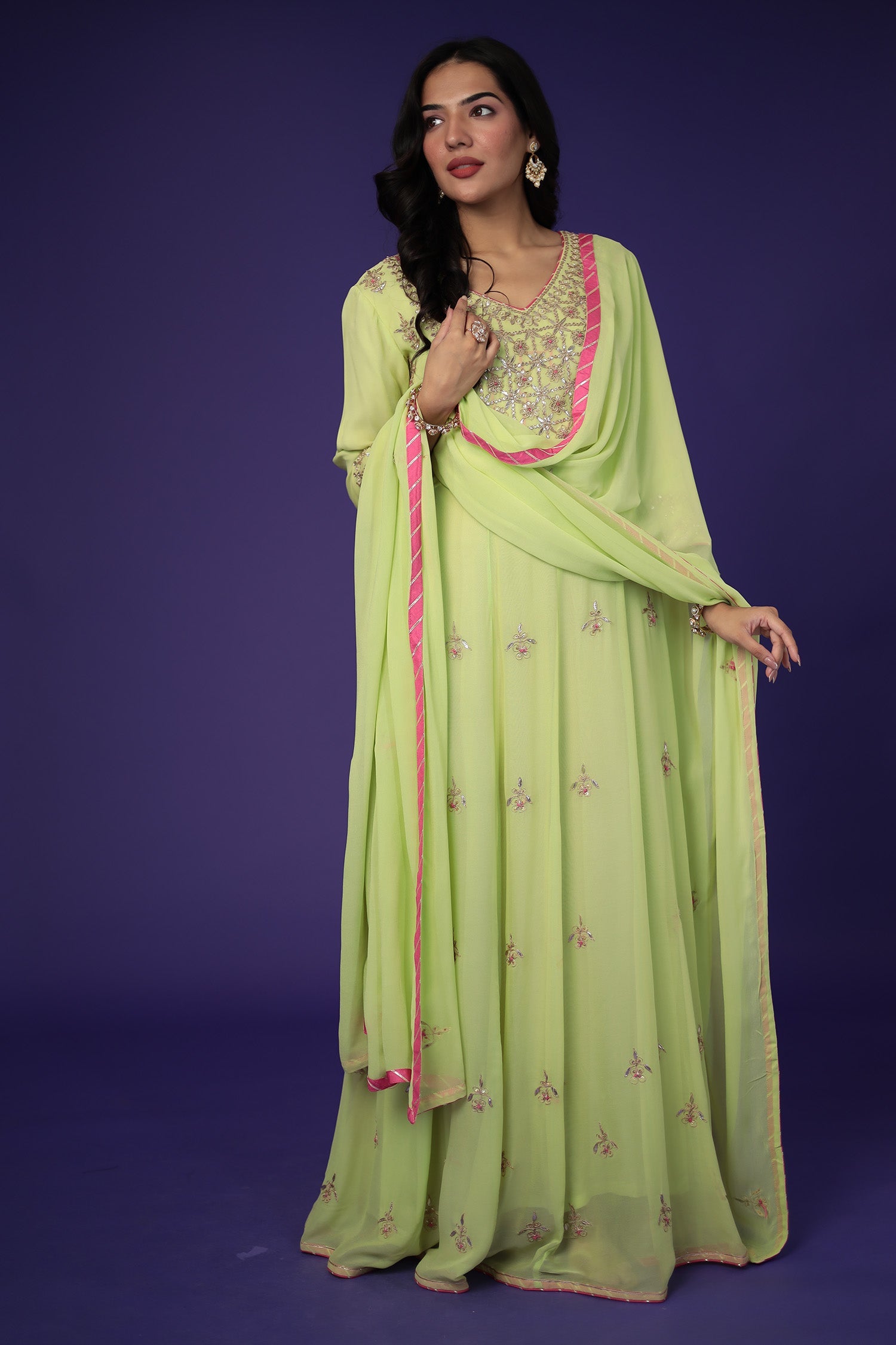 Anarkali Georgette Suit Embroidered with Gota Patti work