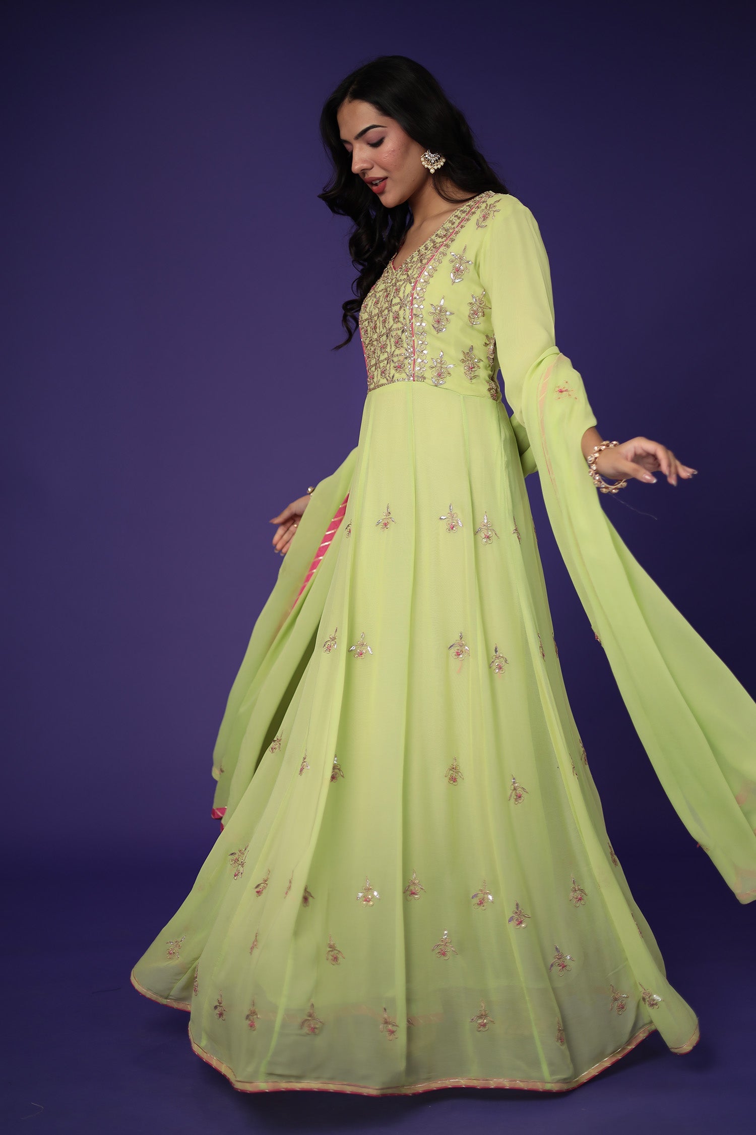 Anarkali Georgette Suit Embroidered with Gota Patti work
