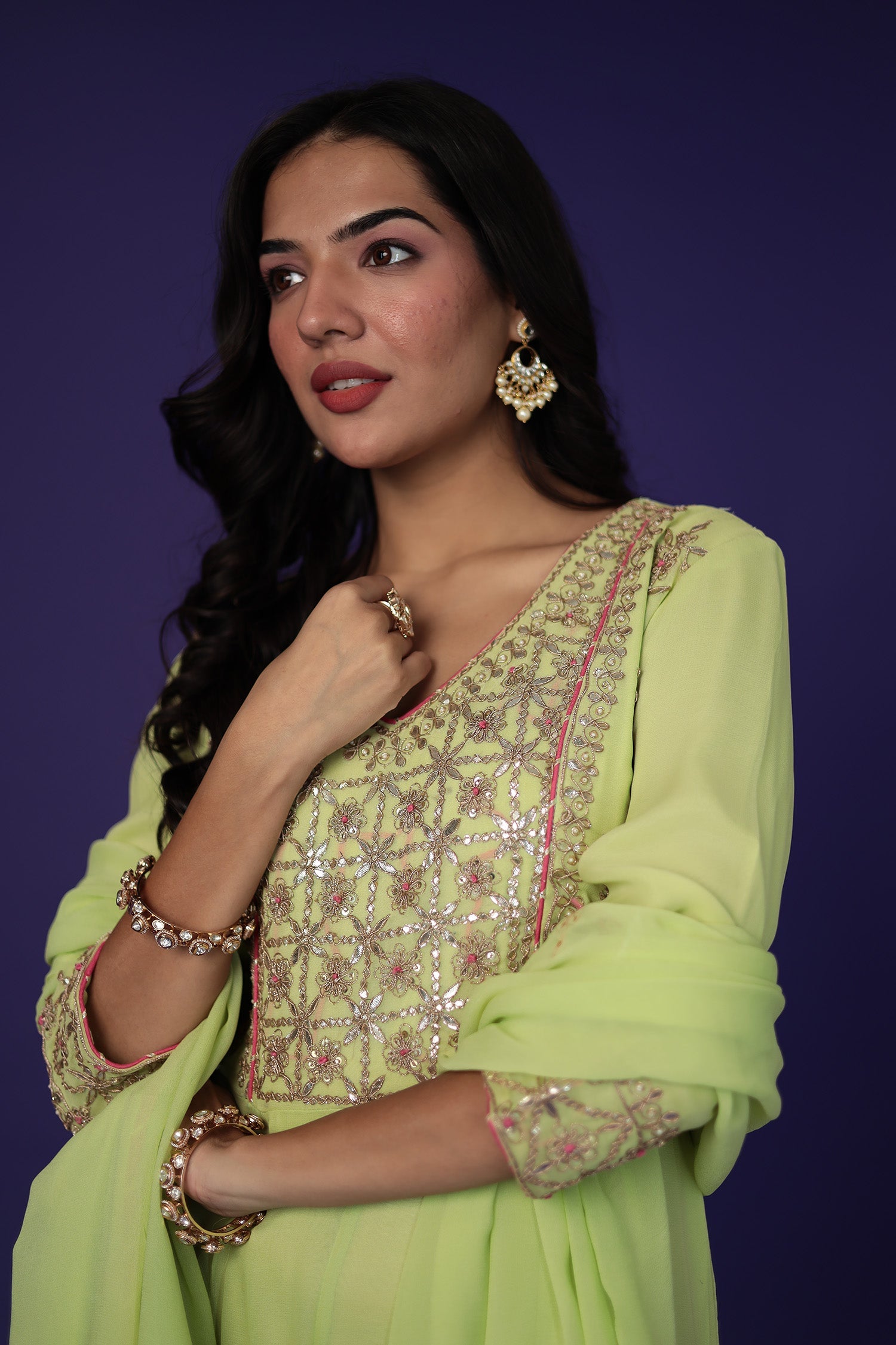 Anarkali Georgette Suit Embroidered with Gota Patti work