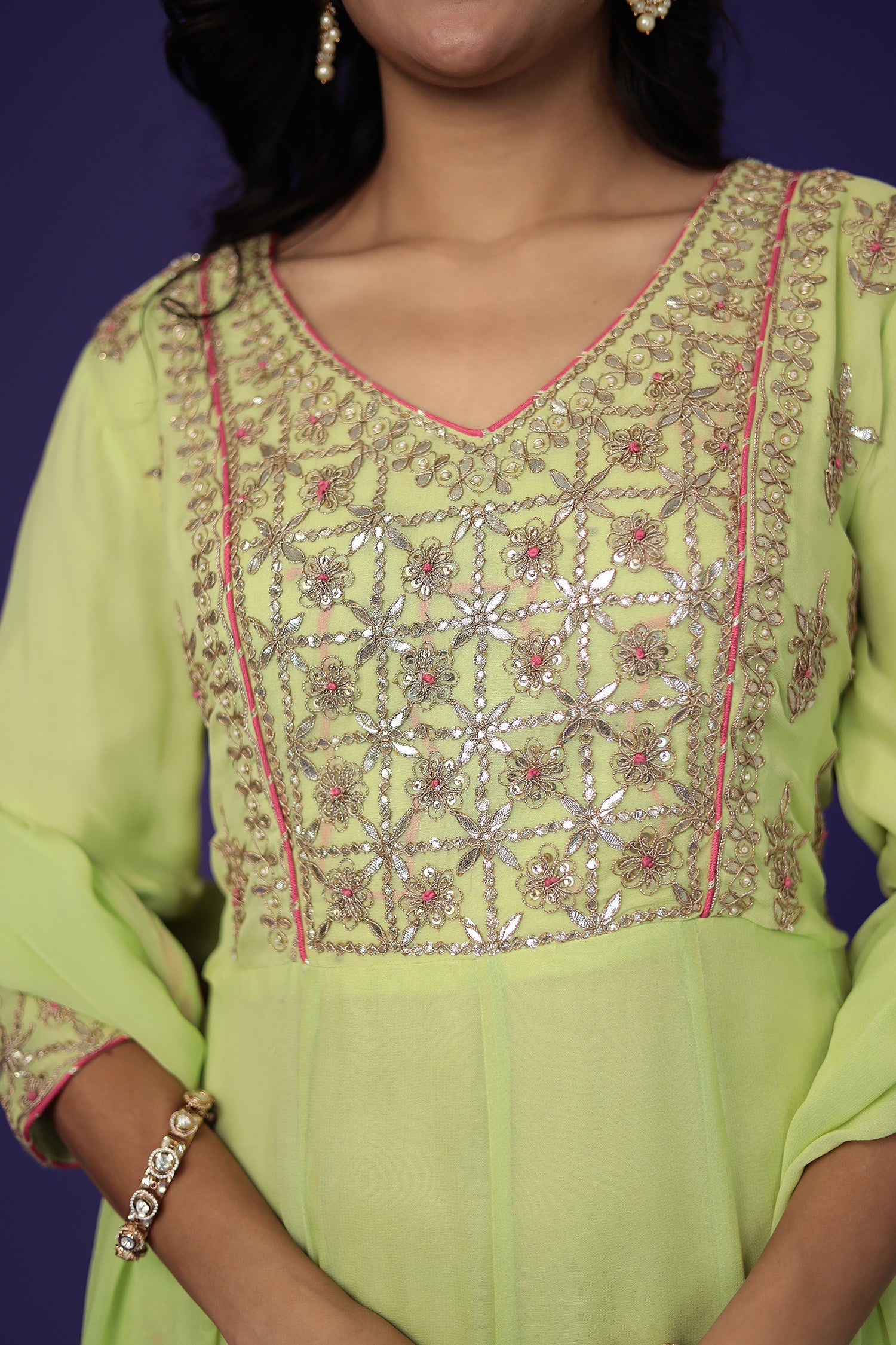 Anarkali Georgette Suit Embroidered with Gota Patti work