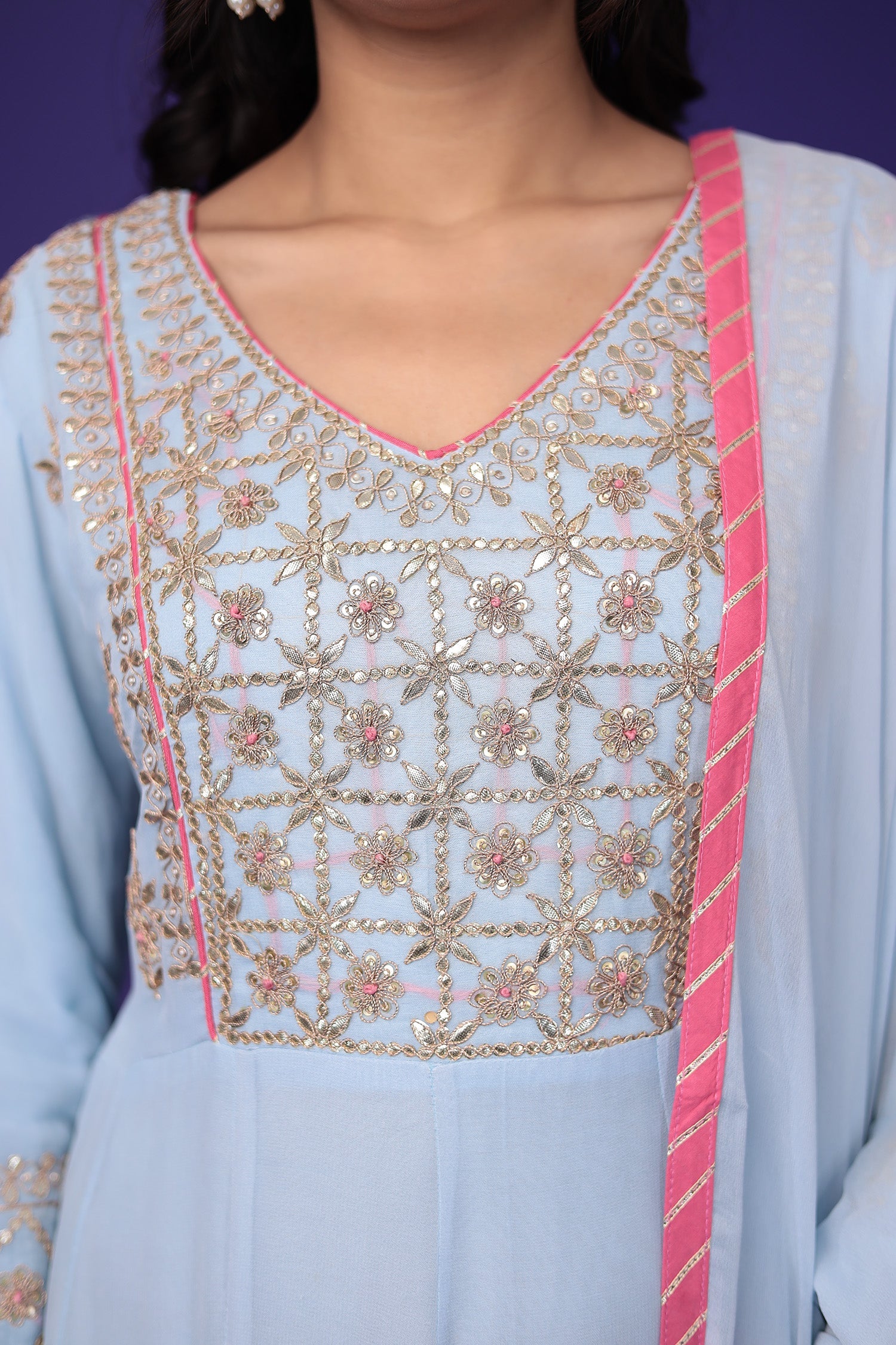 Anarkali Georgette Suit Embroidered with Gota Patti work