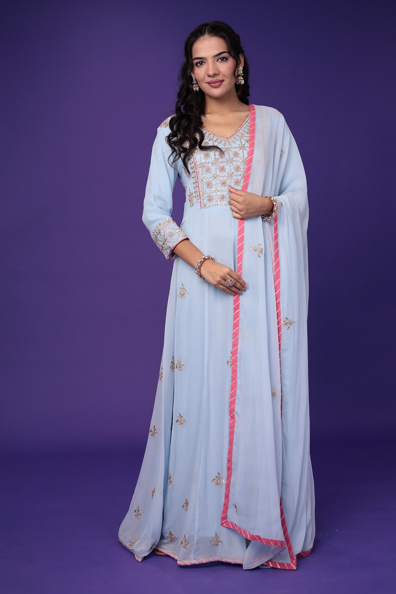 Anarkali Georgette Suit Embroidered with Gota Patti work