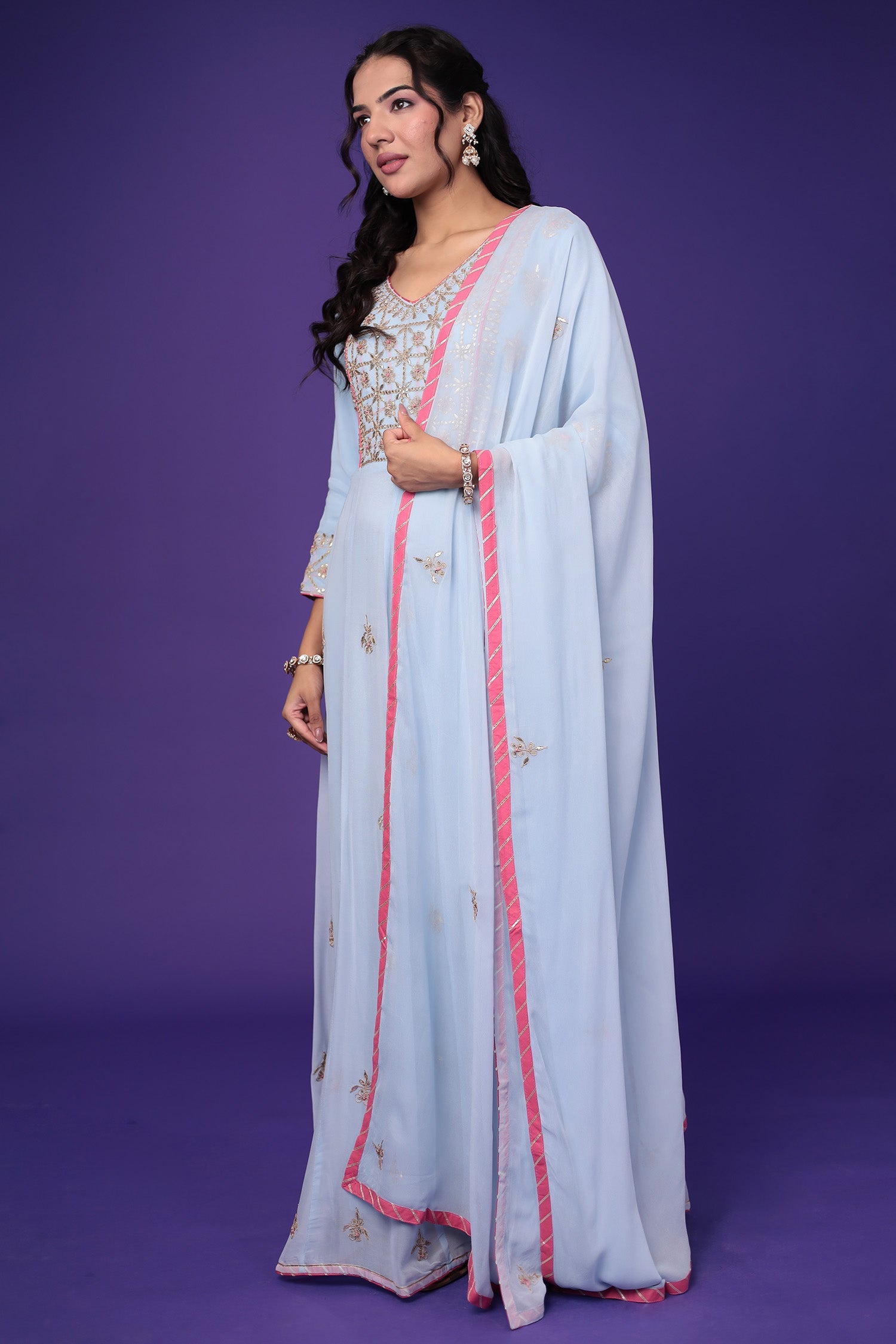 Anarkali Georgette Suit Embroidered with Gota Patti work