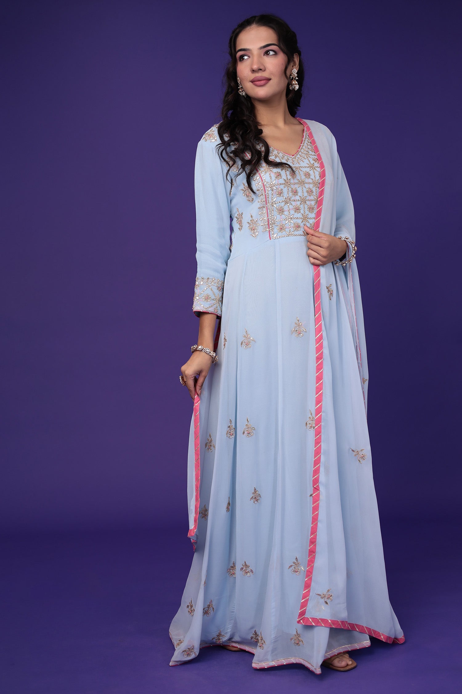Anarkali Georgette Suit Embroidered with Gota Patti work