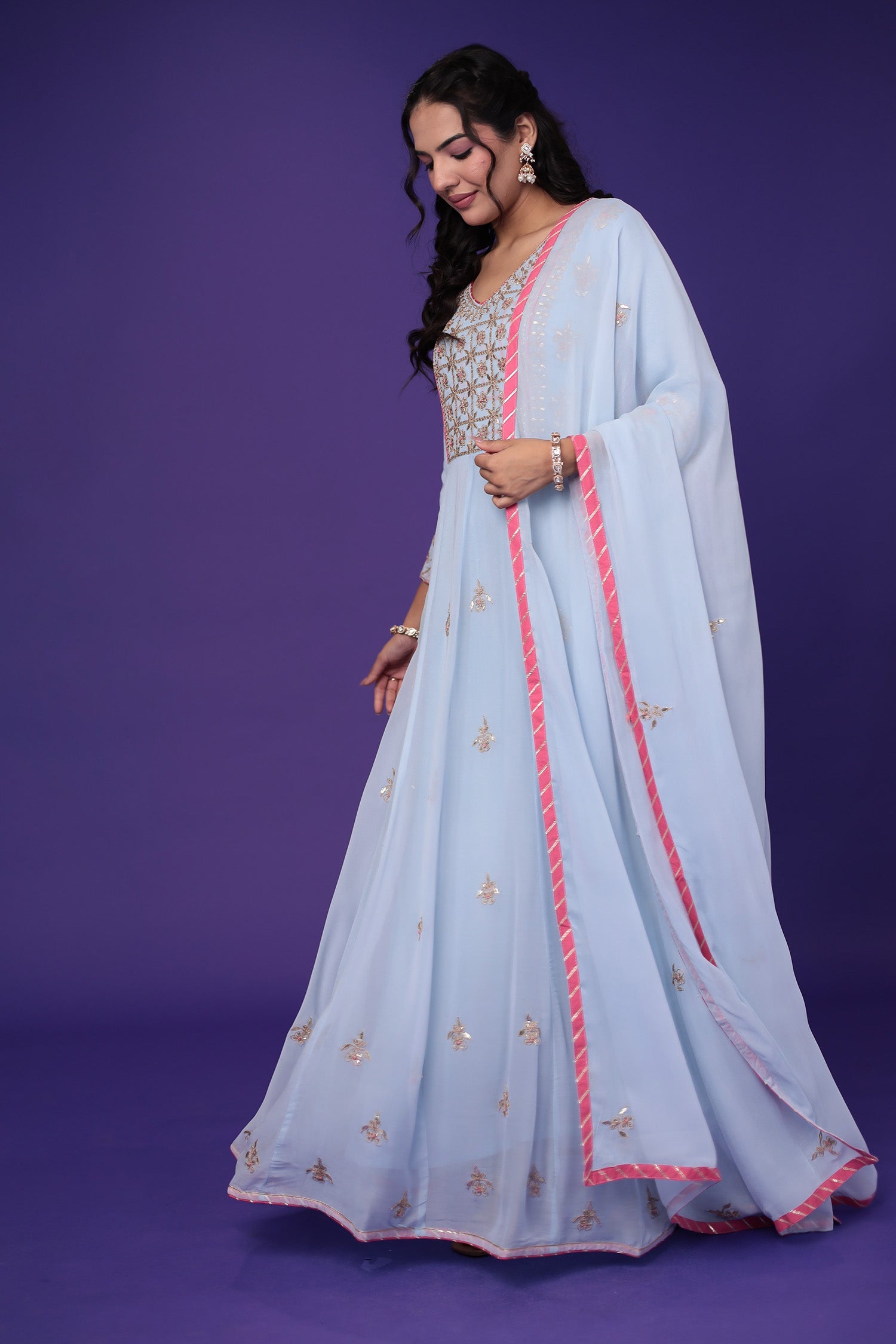 Anarkali Georgette Suit Embroidered with Gota Patti work