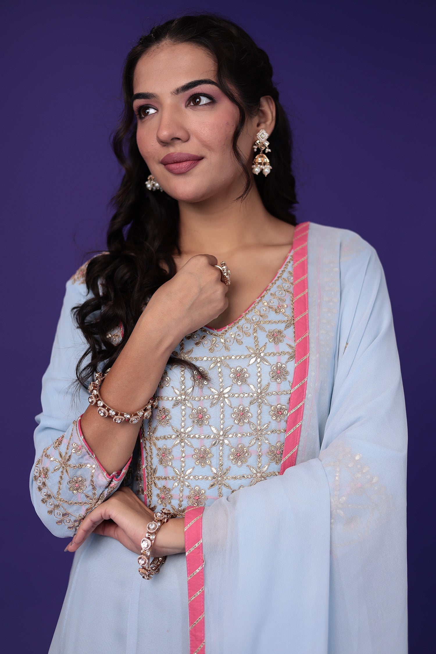 Anarkali Georgette Suit Embroidered with Gota Patti work