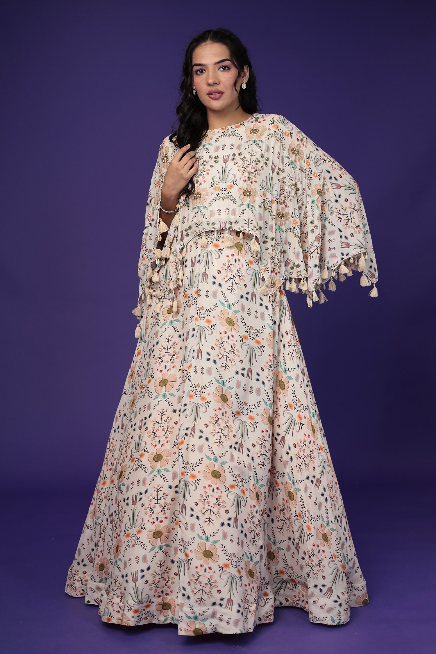 Printed Silk Indo Western with Embellished work