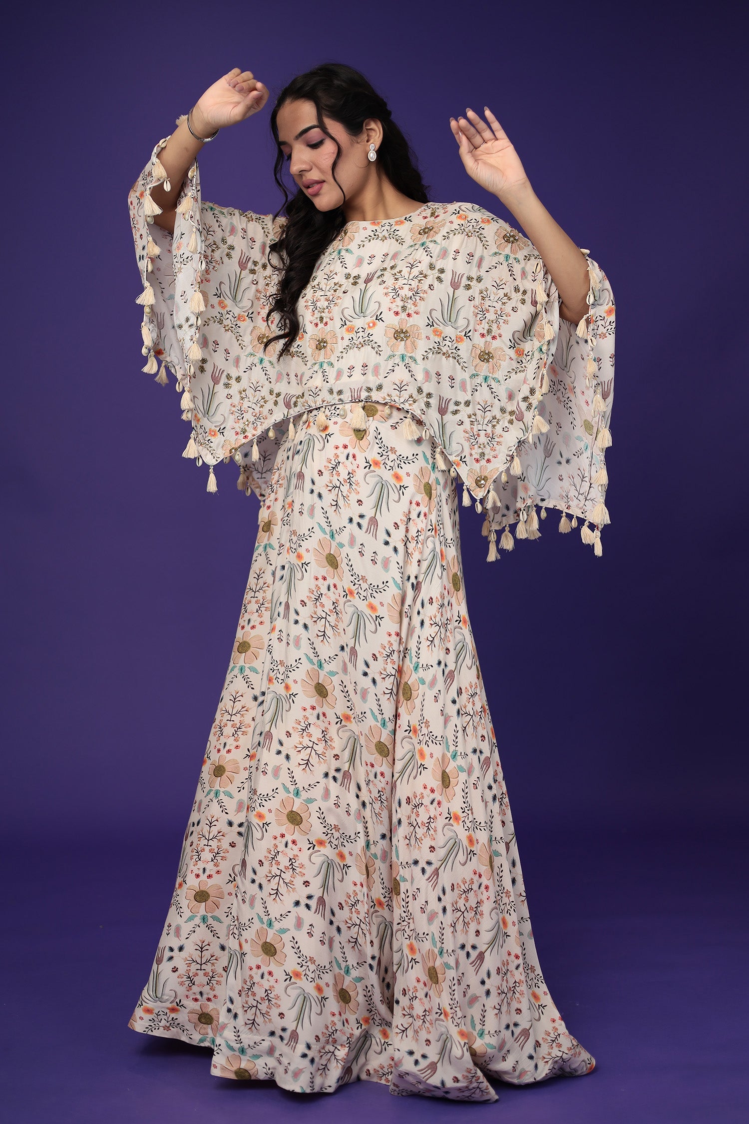 Printed Silk Indo Western with Embellished work