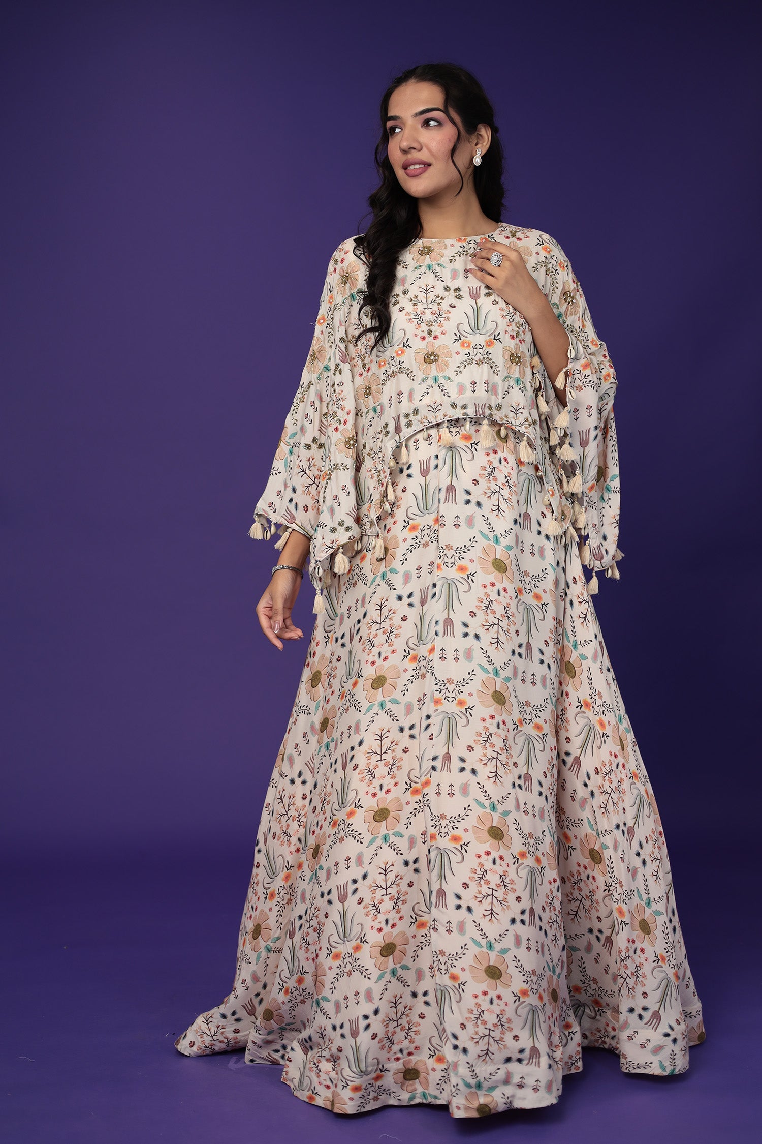 Printed Silk Indo Western with Embellished work