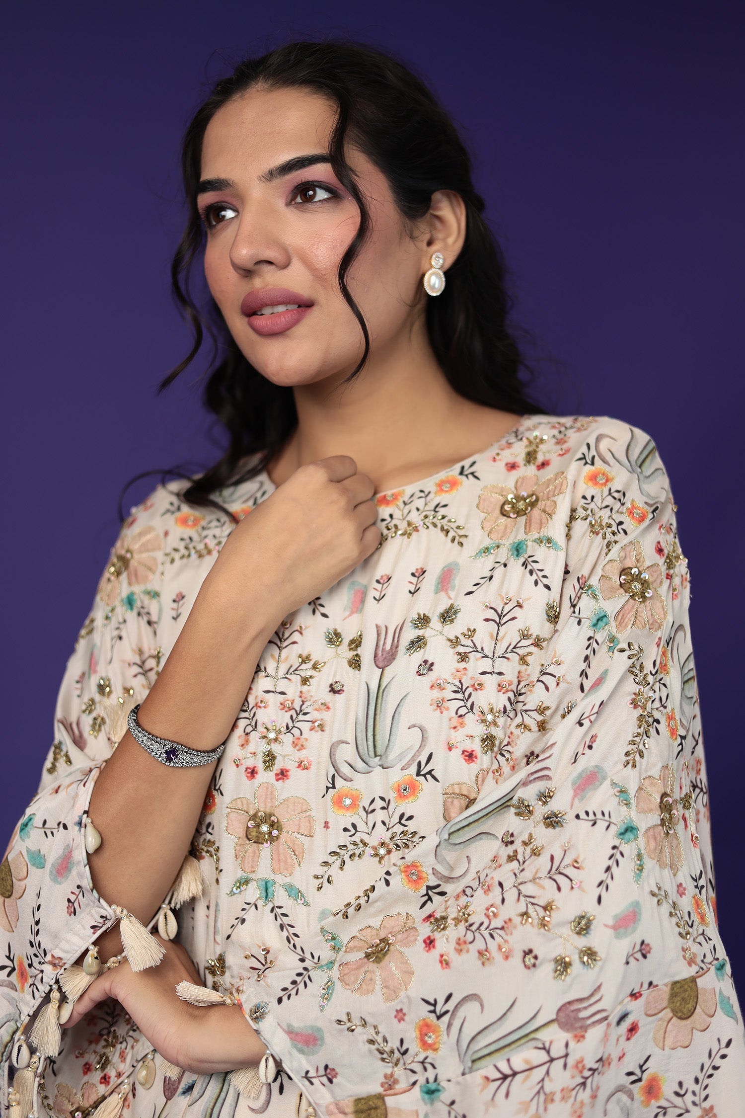 Printed Silk Indo Western with Embellished work