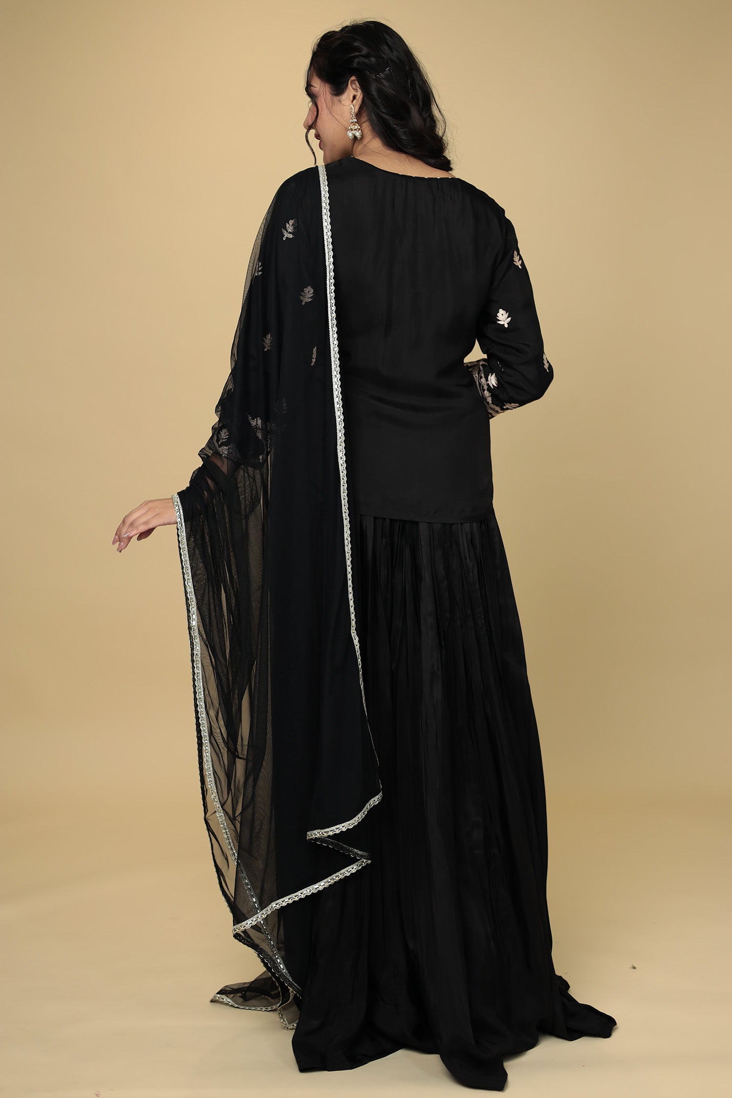 Peplum Silk Indowestern Suit with Pittan work