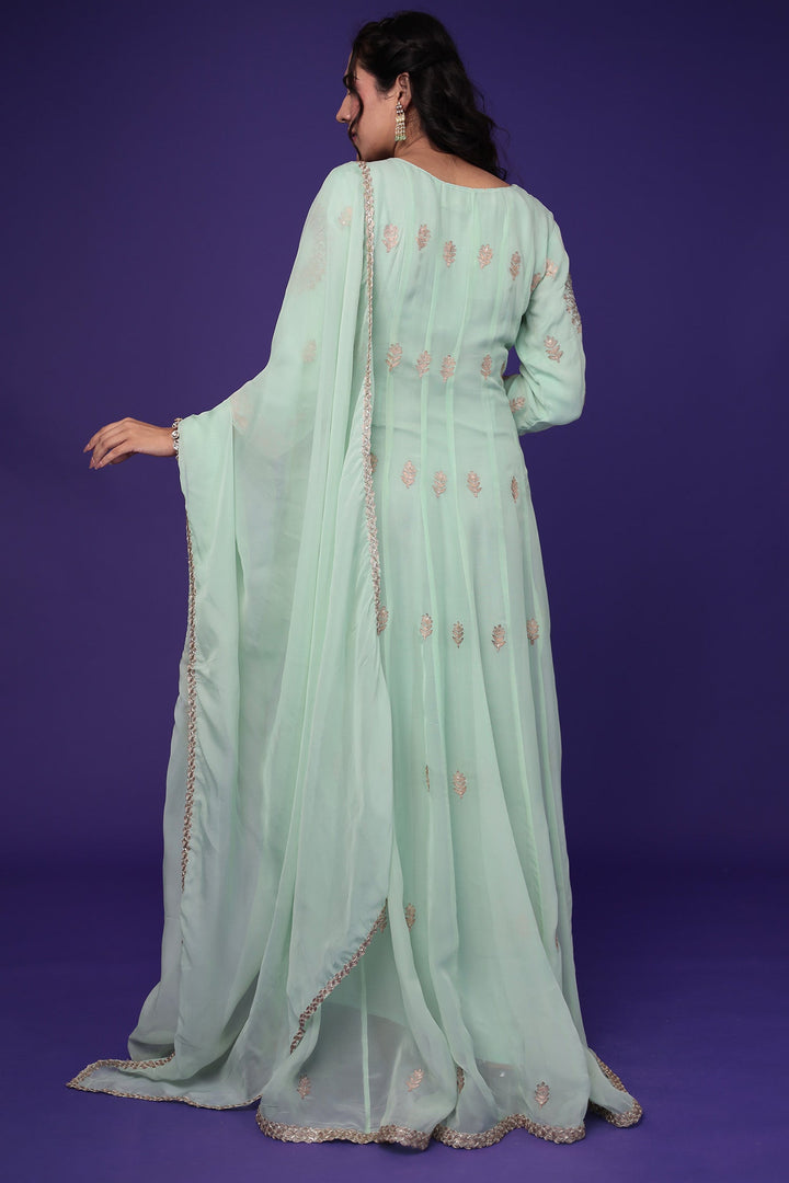 Anarkali Organza Suit with Pittan work