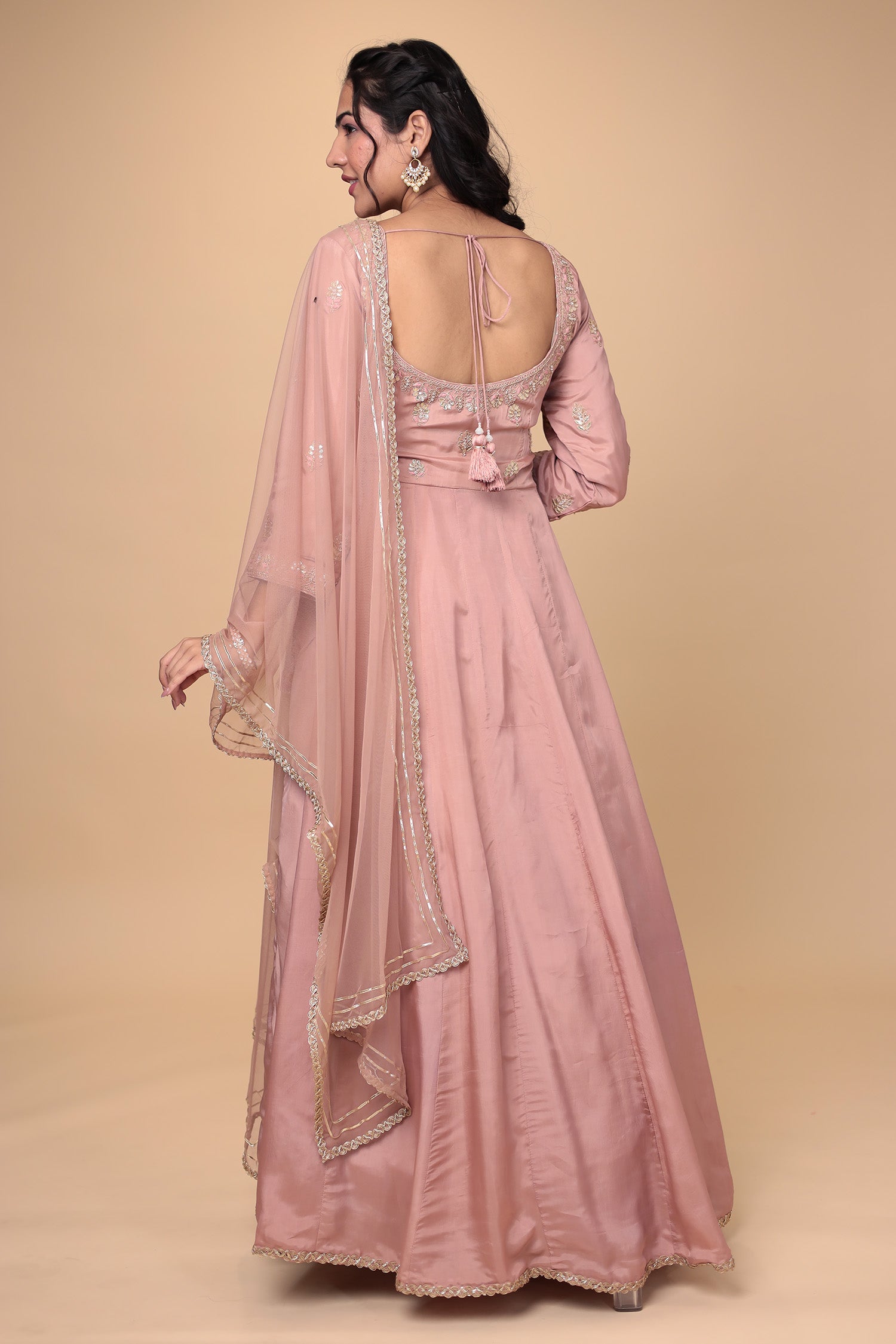 Anarkali Silk Suit with Gota Patti and Thread work