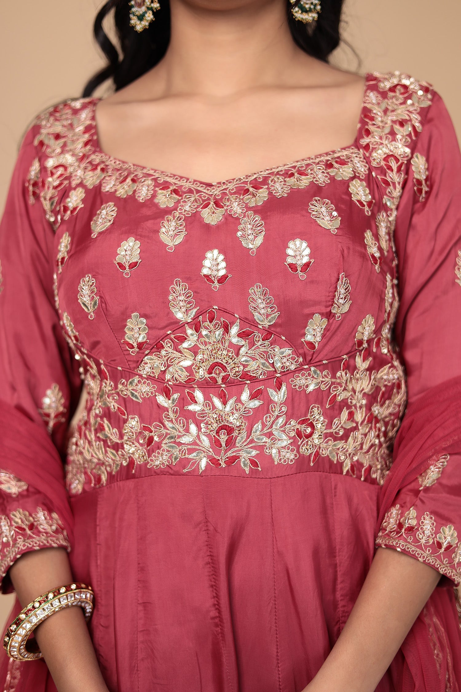 Anarkali Silk Suit with Gota Patti and Thread work