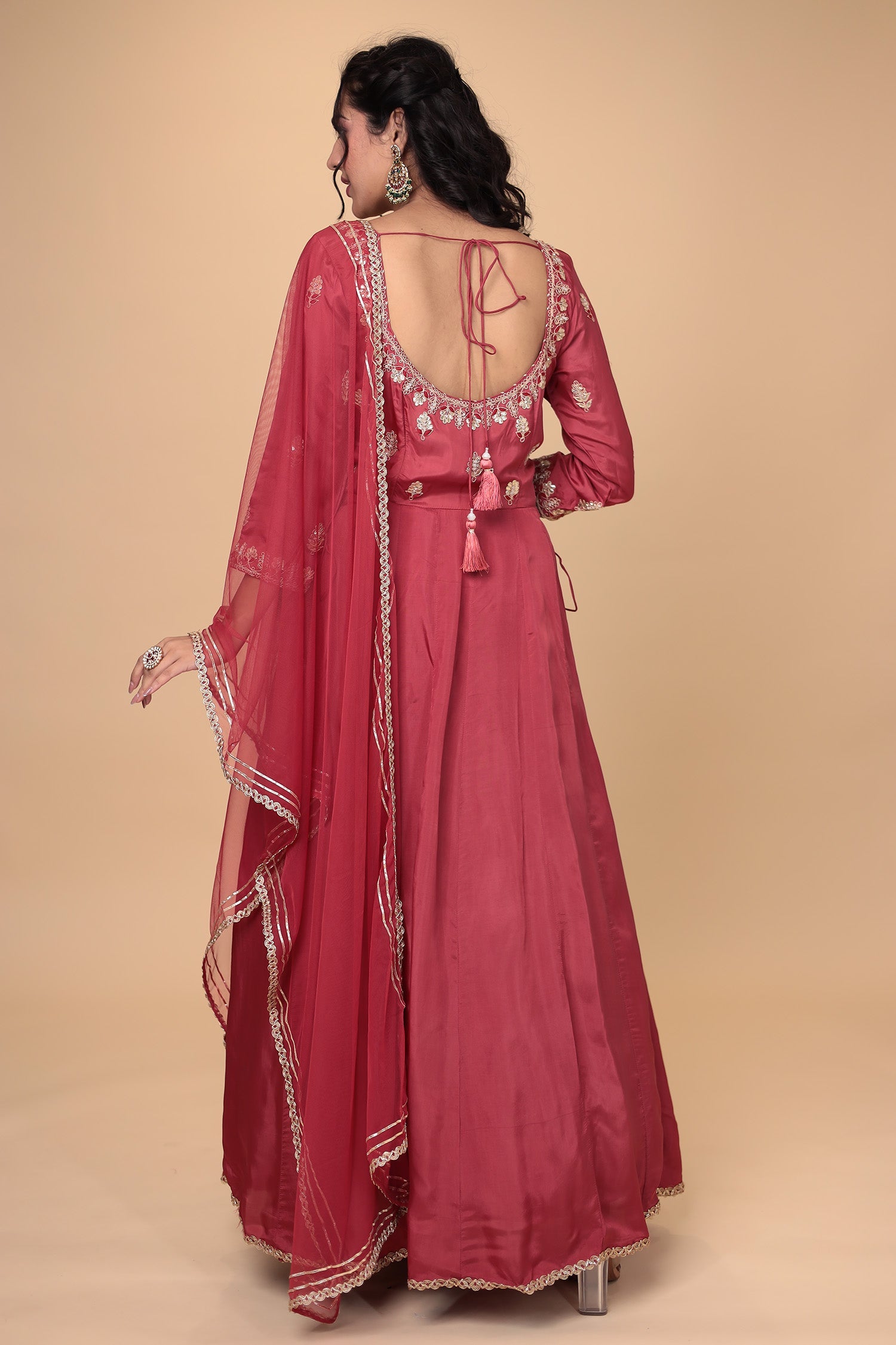 Anarkali Silk Suit with Gota Patti and Thread work