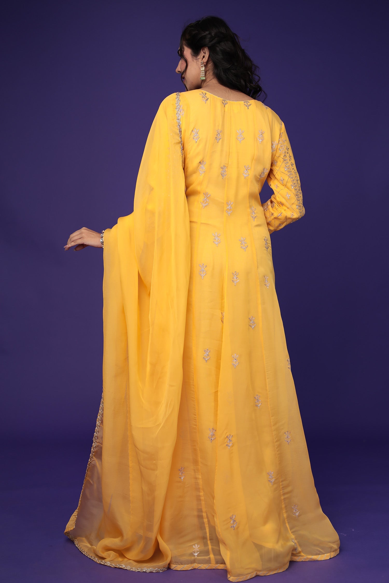 Anarkali Organza Suit with Pittan work