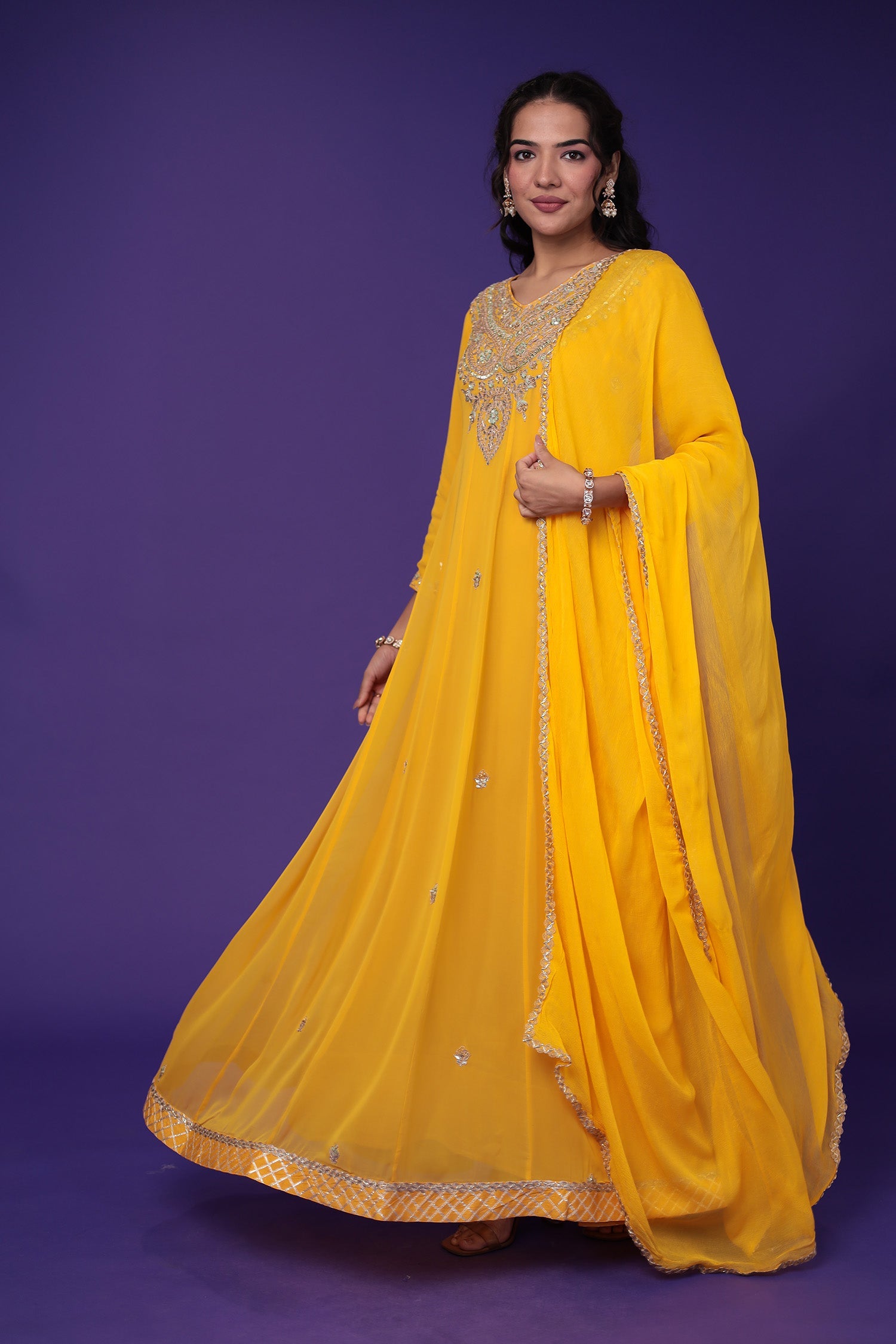 Anarkali Georgette Suit Embroidered with Gota Patti work