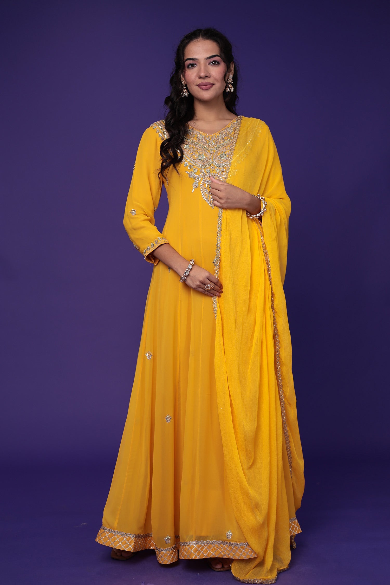 Anarkali Georgette Suit Embroidered with Gota Patti work