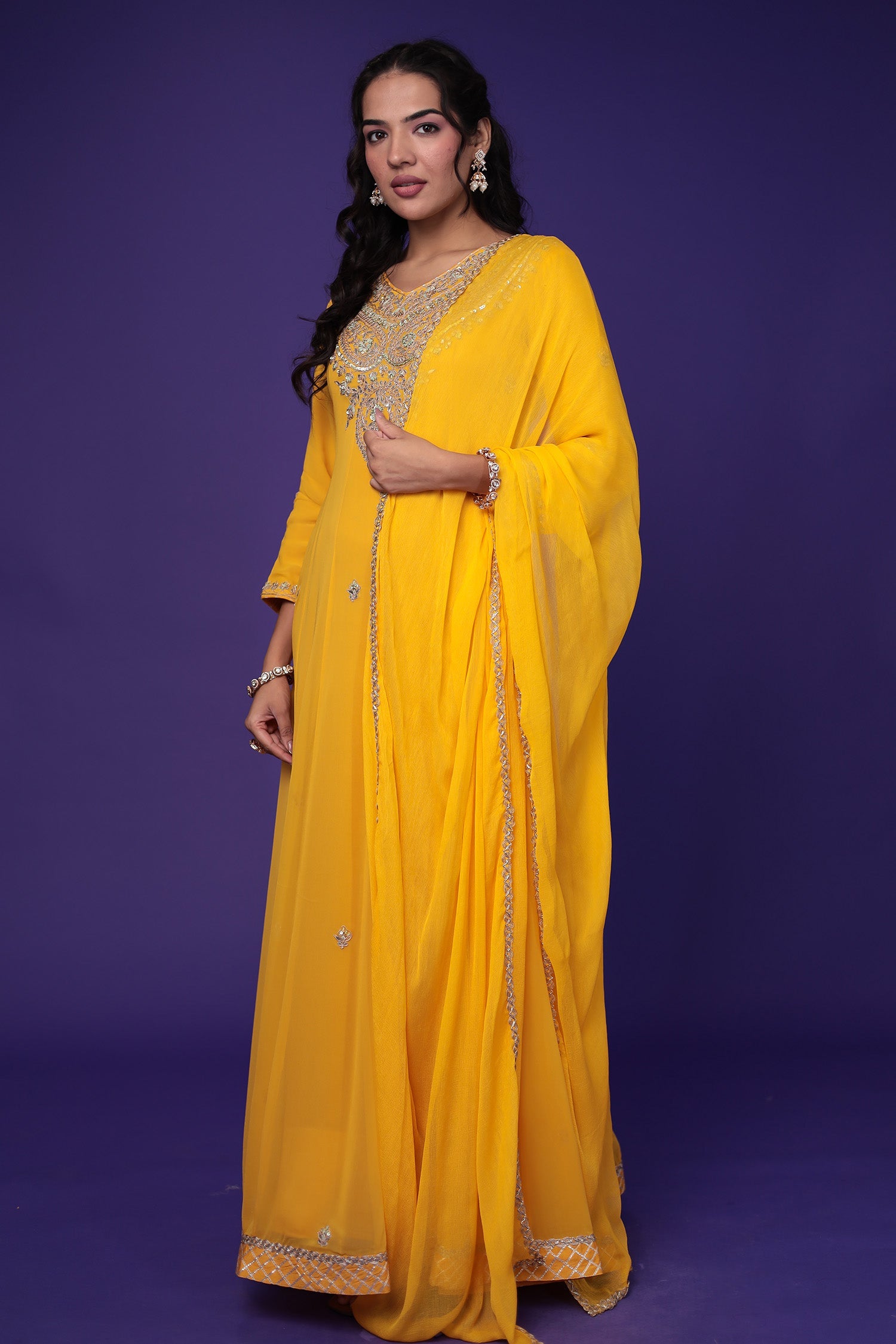 Anarkali Georgette Suit Embroidered with Gota Patti work