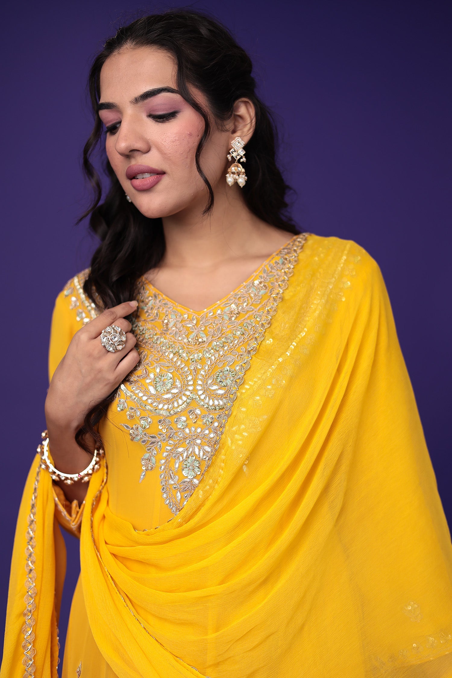 Anarkali Georgette Suit Embroidered with Gota Patti work