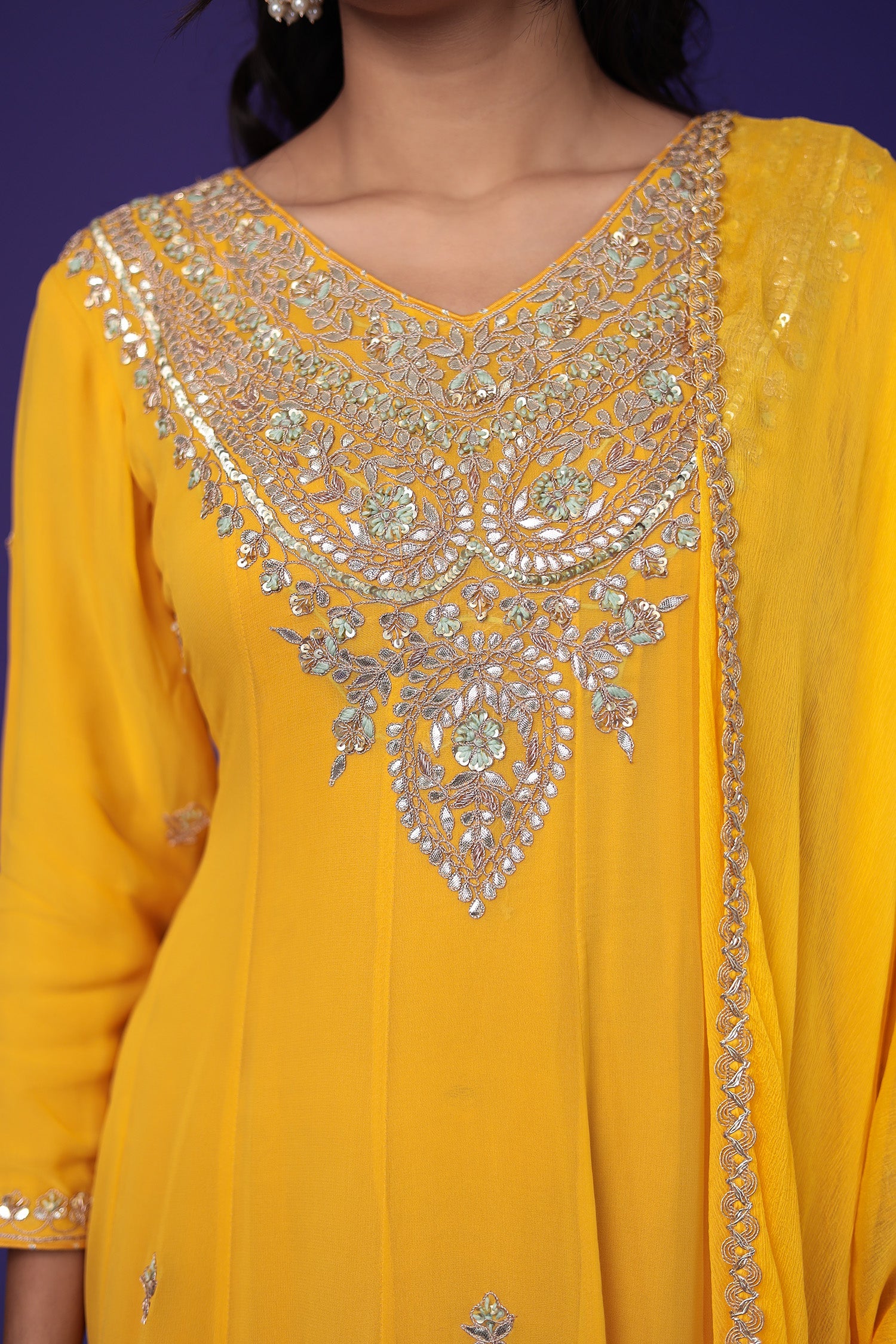 Anarkali Georgette Suit Embroidered with Gota Patti work