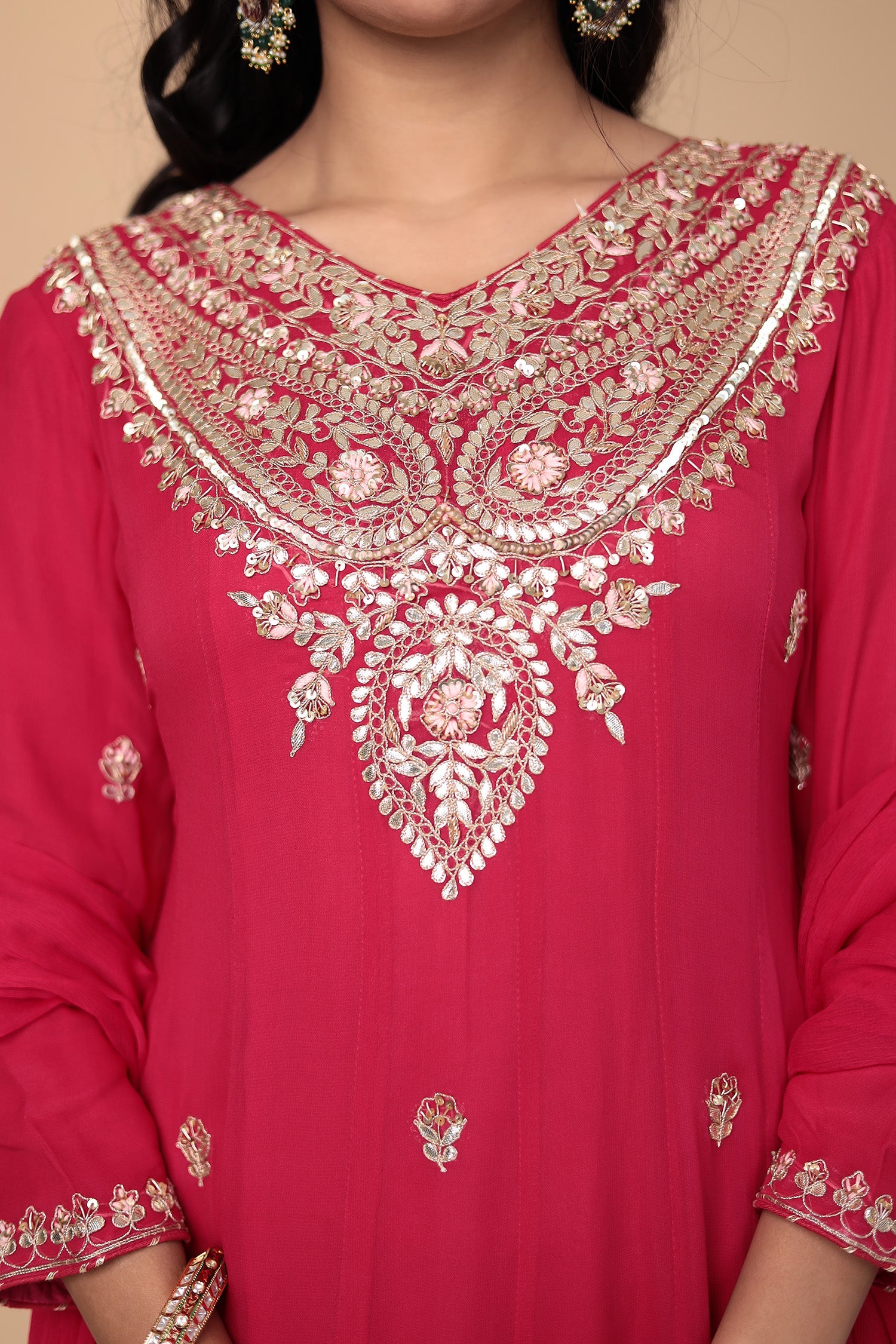 Anarkali Georgette Suit Embroidered with Gota Patti work