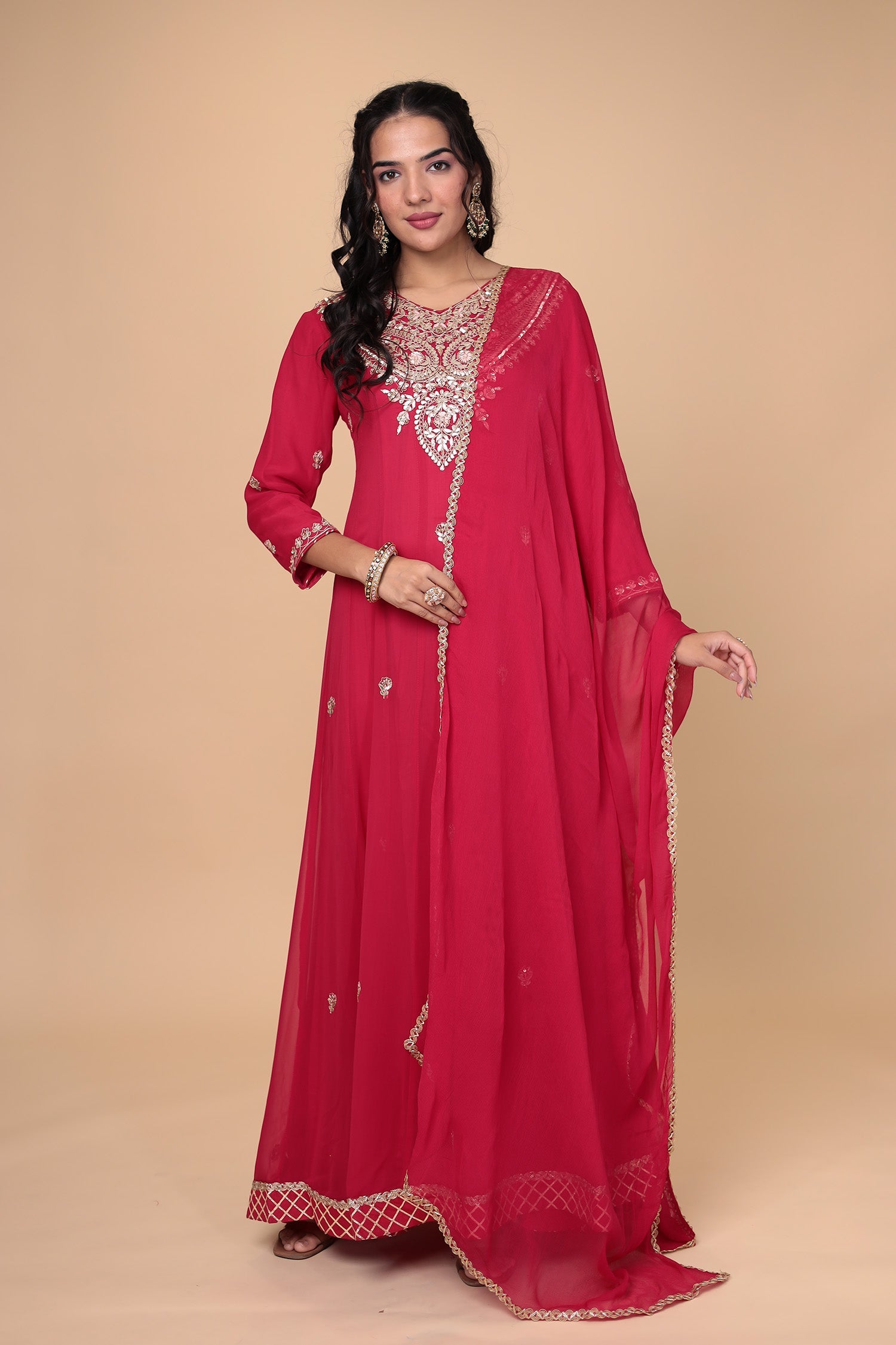 Anarkali Georgette Suit Embroidered with Gota Patti work