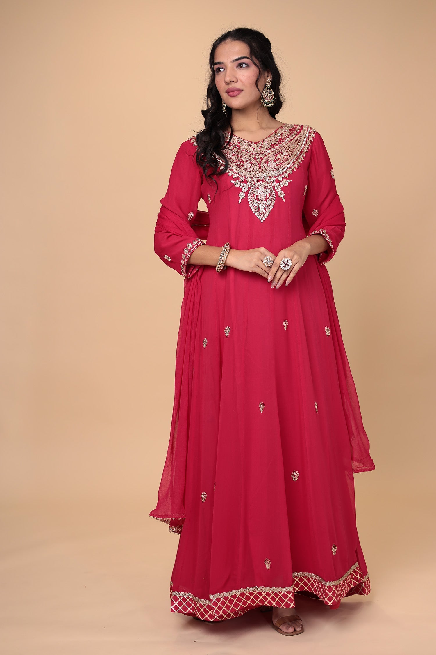Anarkali Georgette Suit Embroidered with Gota Patti work