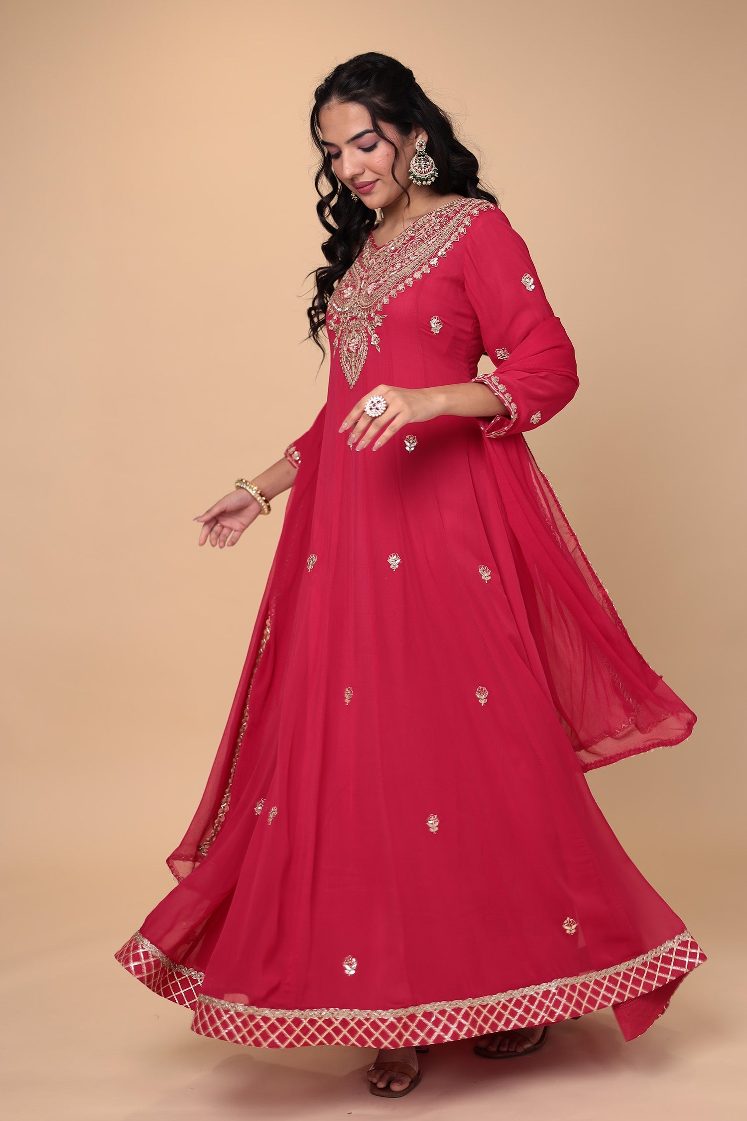 Anarkali Georgette Suit Embroidered with Gota Patti work
