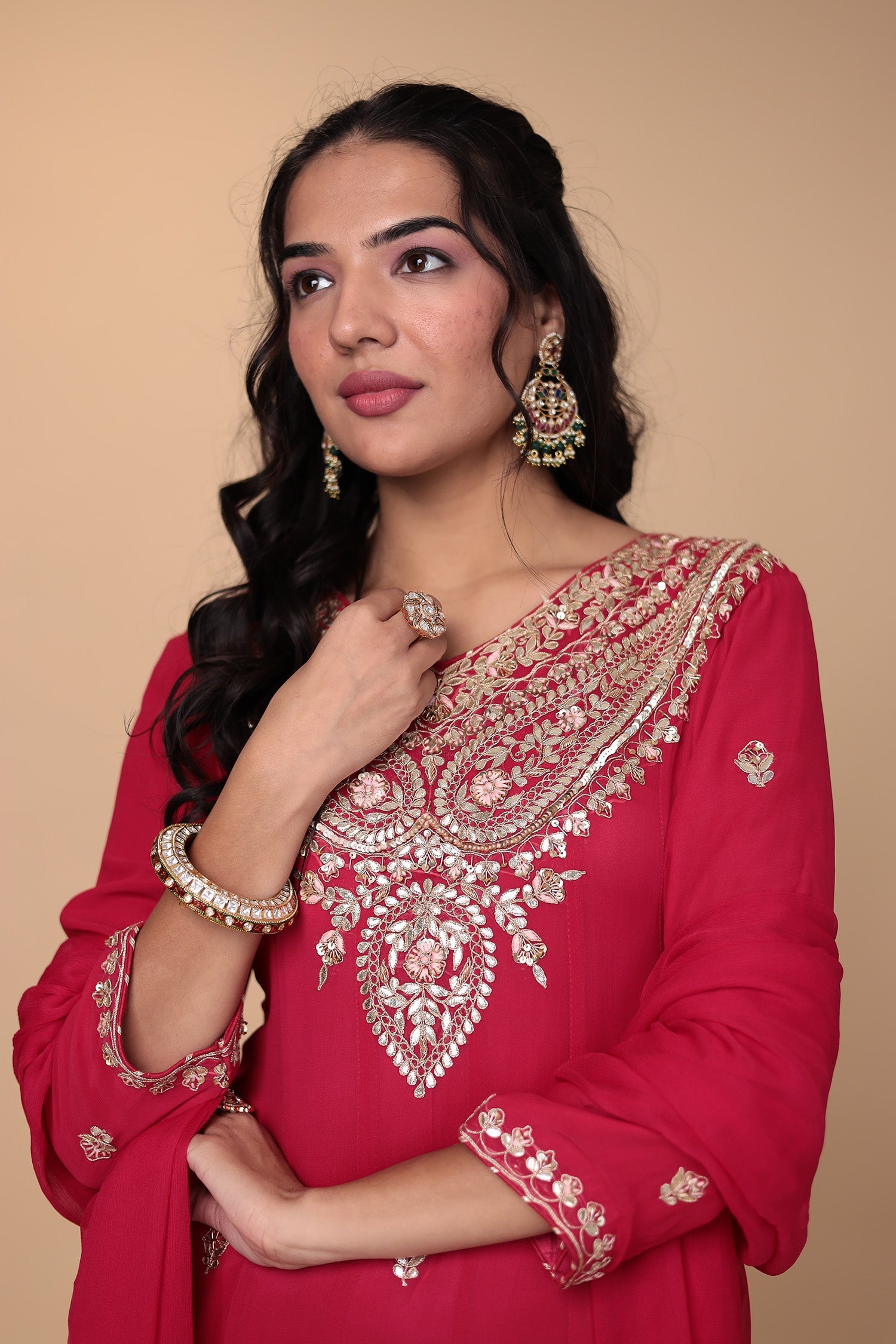 Anarkali Georgette Suit Embroidered with Gota Patti work