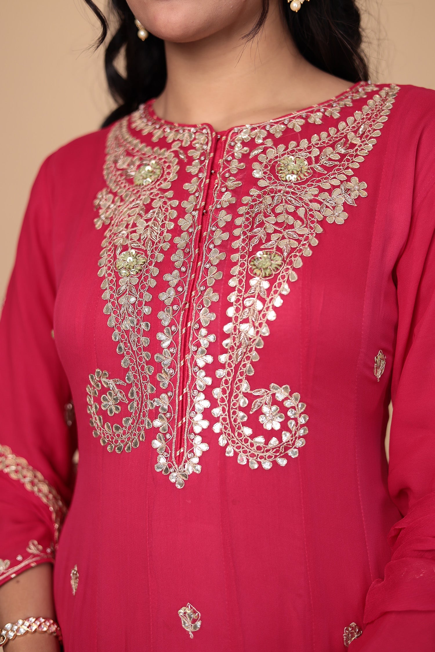 Georgette  Suit  with Gota Patti, Embroidered  work.