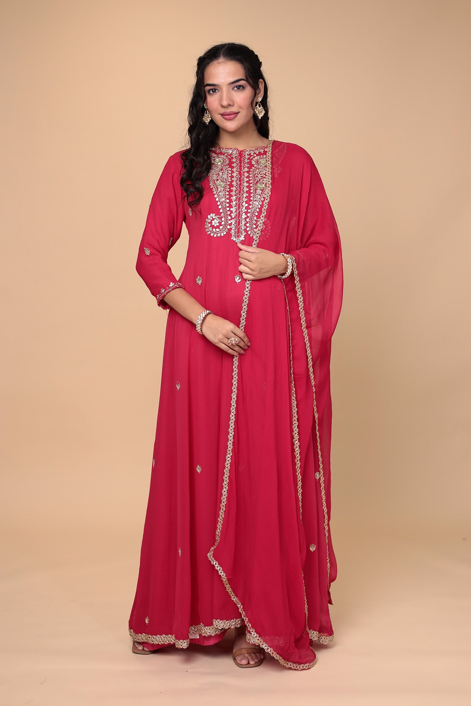 Georgette  Suit  with Gota Patti, Embroidered  work.