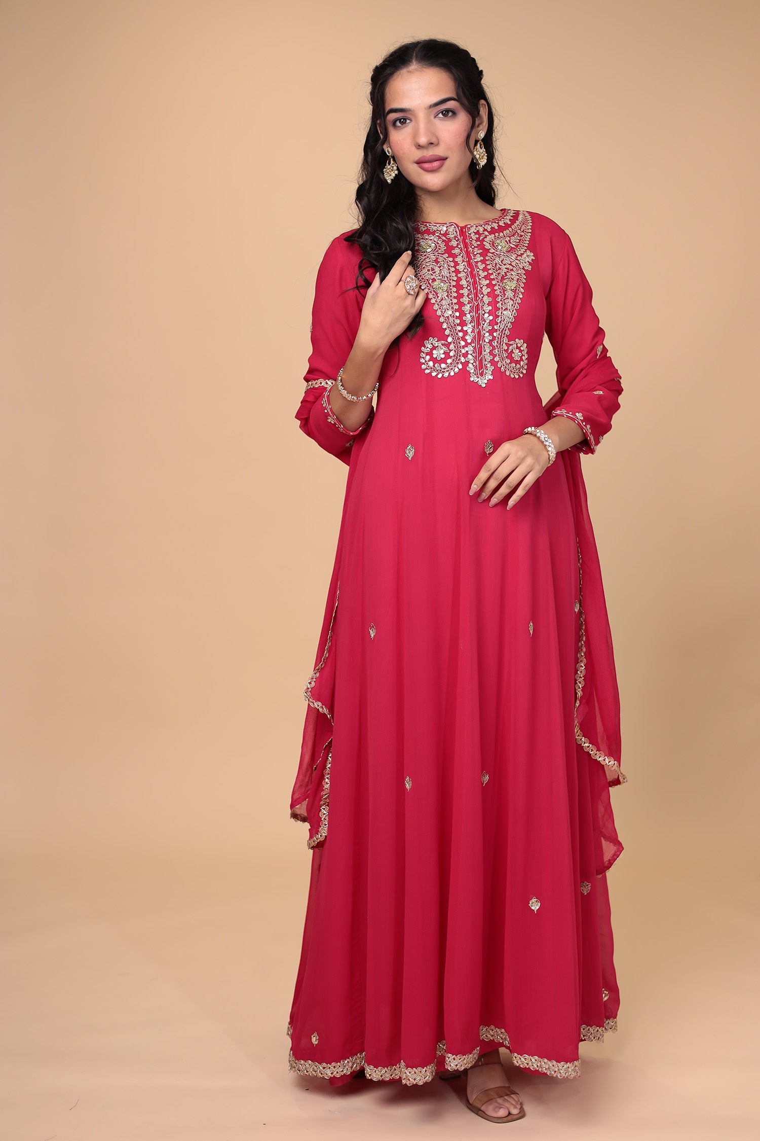 Georgette  Suit  with Gota Patti, Embroidered  work.