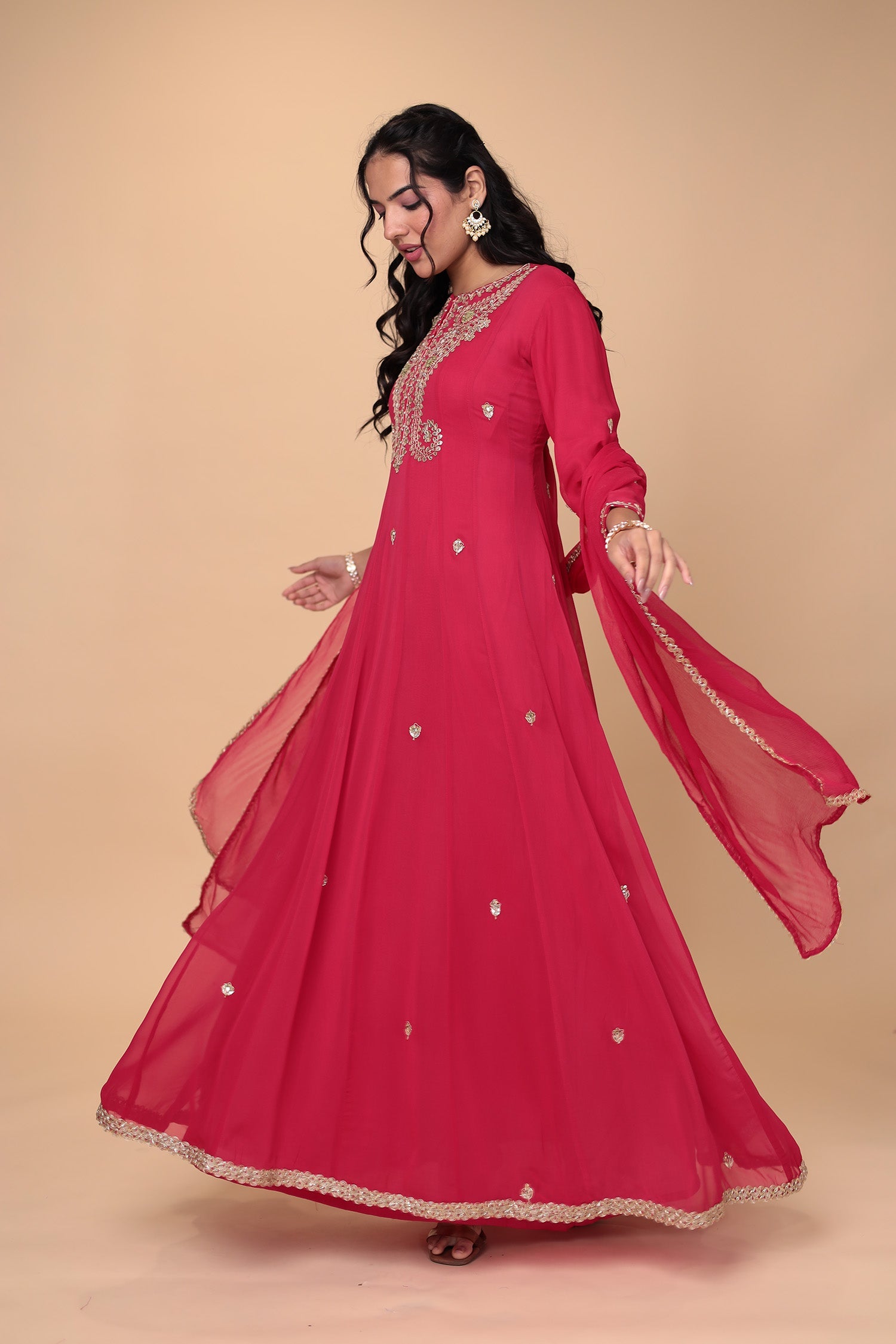 Georgette  Suit  with Gota Patti, Embroidered  work.