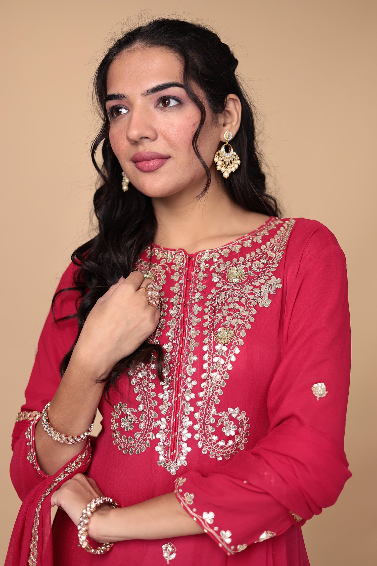 Georgette  Suit  with Gota Patti, Embroidered  work.