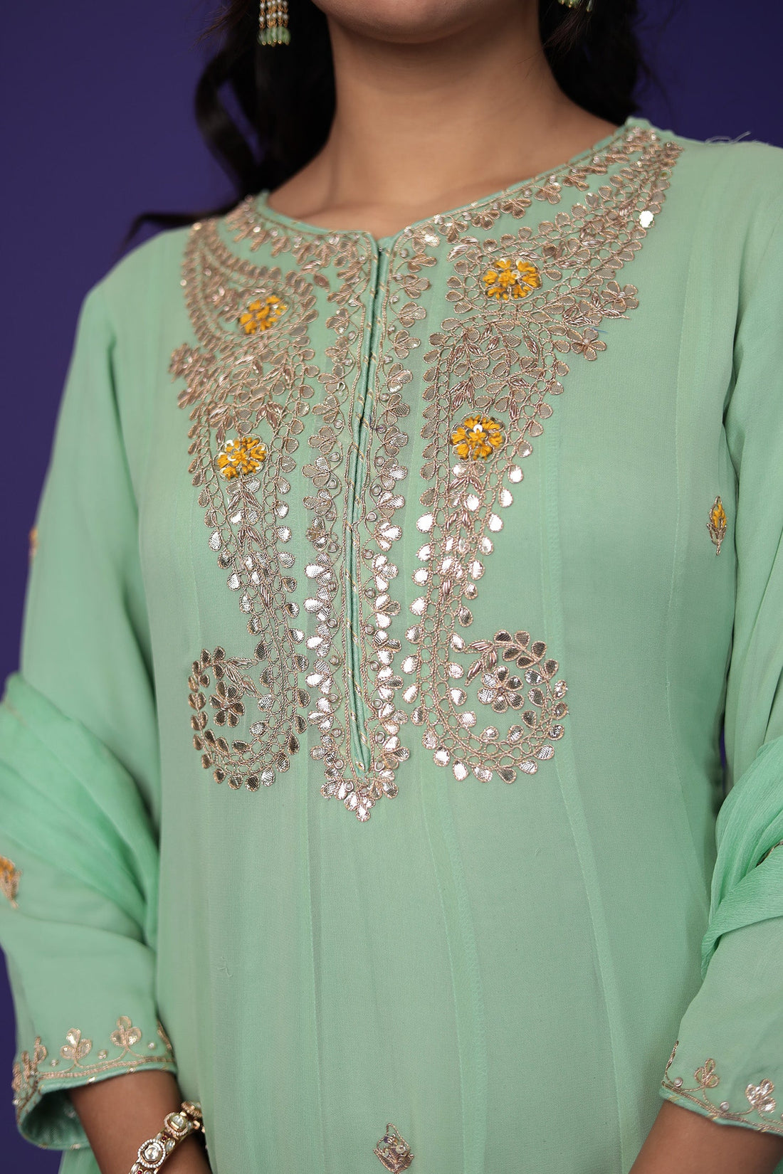 Anarkali Georgette Suit Embroidered with Gota Patti Work