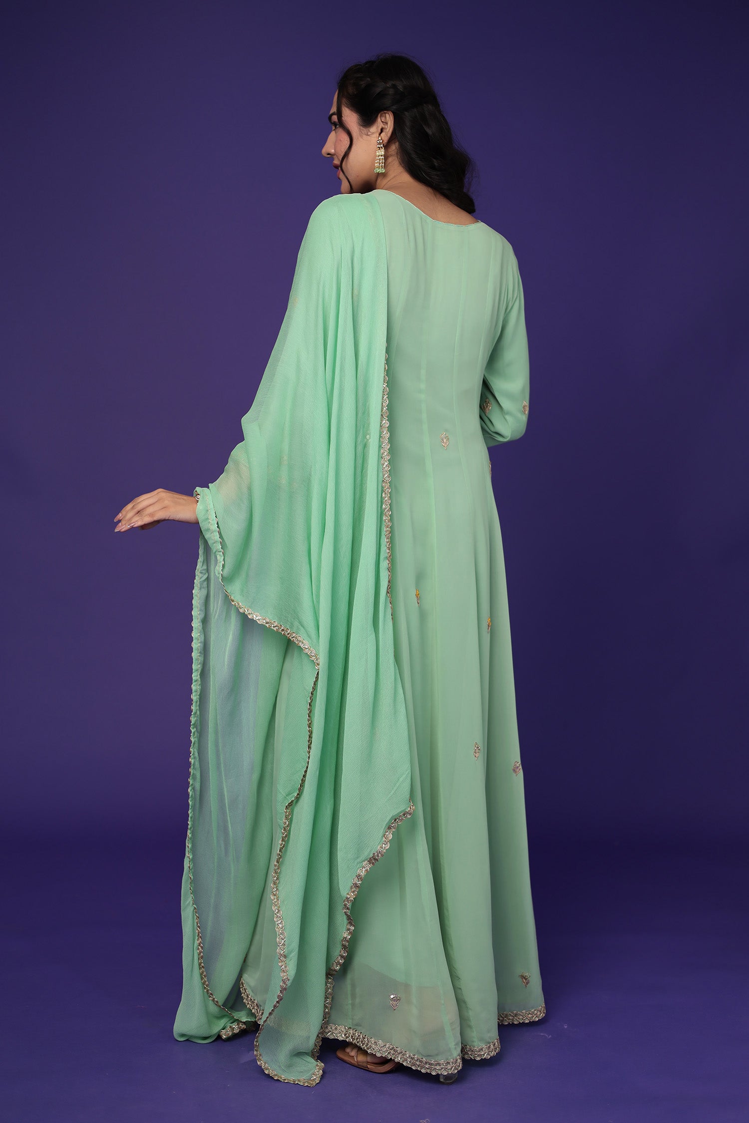 Anarkali Georgette Suit Embroidered with Gota Patti Work