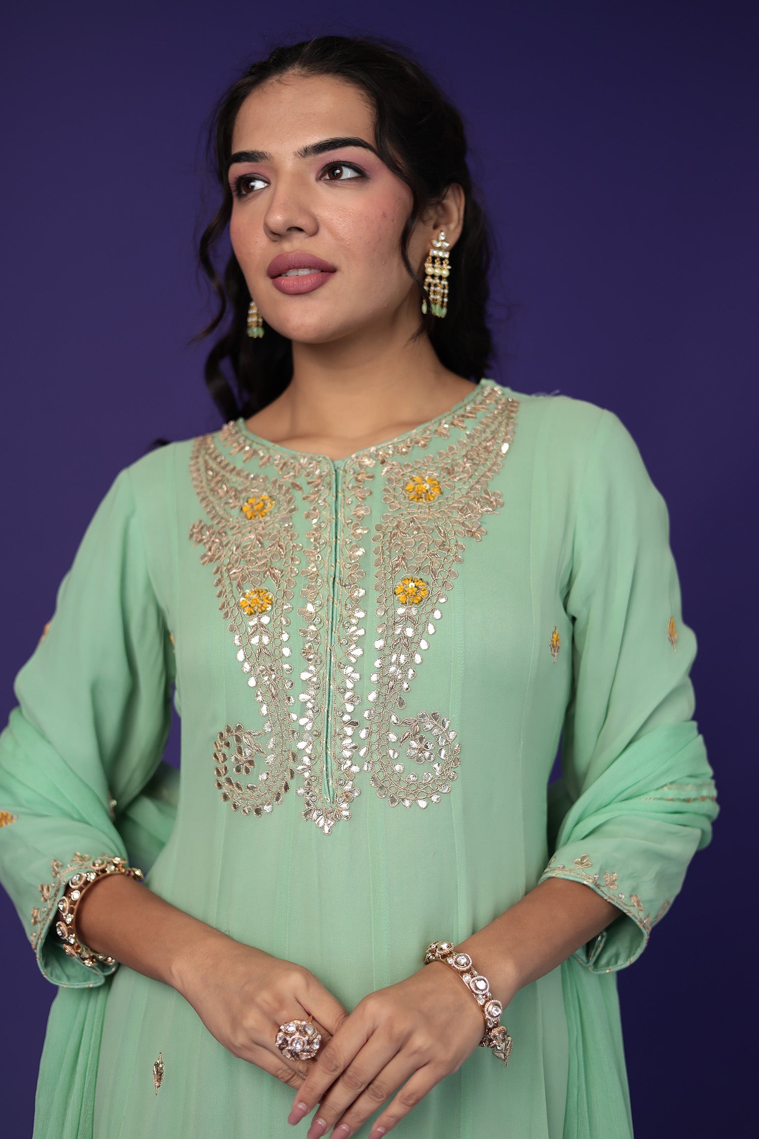 Anarkali Georgette Suit Embroidered with Gota Patti Work