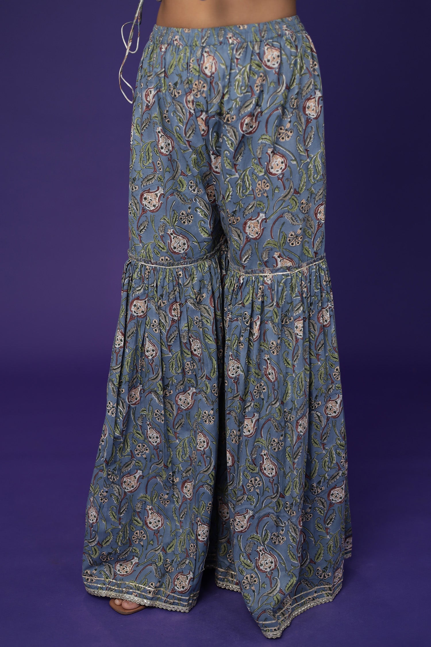 Embroidered Printed Chanderi Suit with Zardozi work