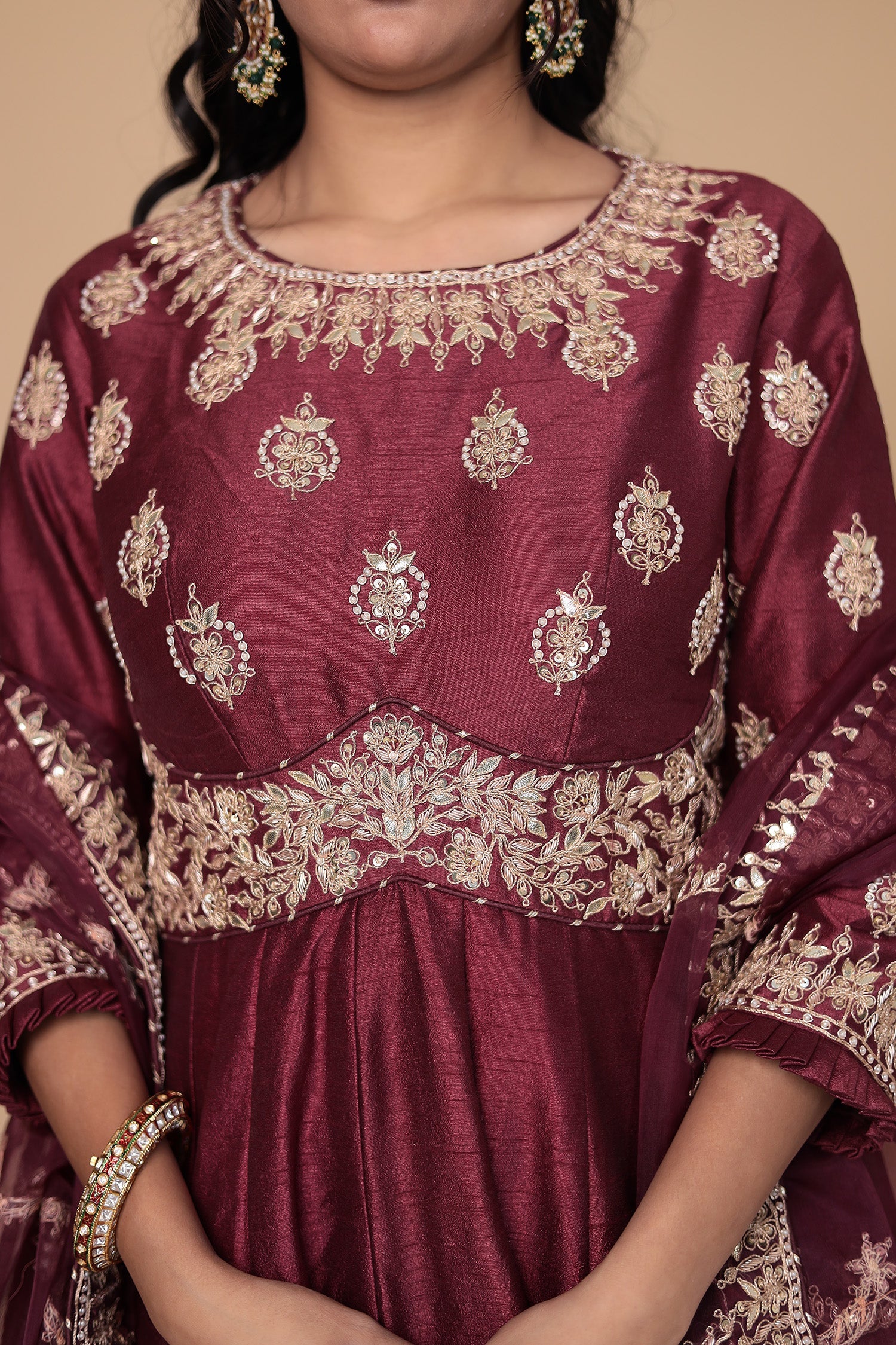 Anarkali Silk Suit with Gota Patti and Zardozi work