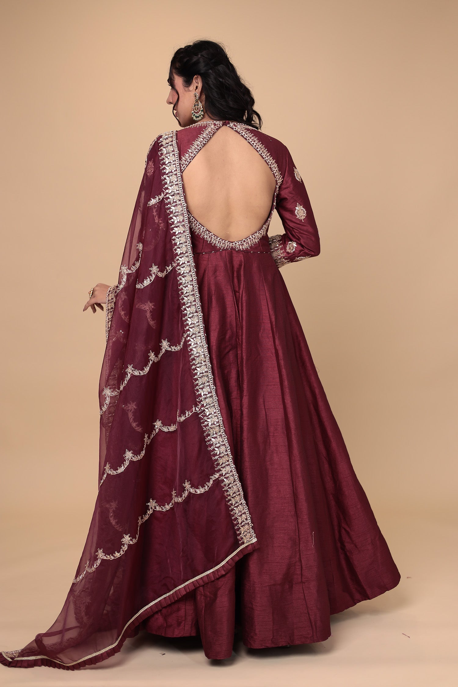 Anarkali Silk Suit with Gota Patti and Zardozi work