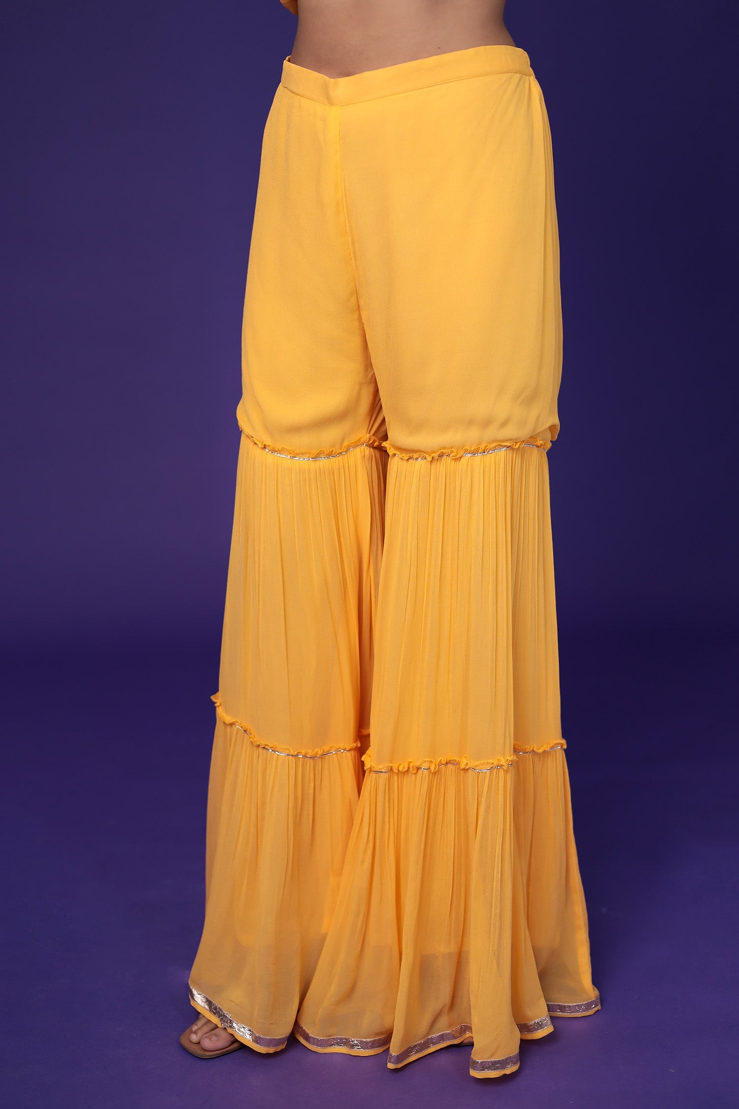 Georgette Sharara Suit with Dori and Gota Patti work