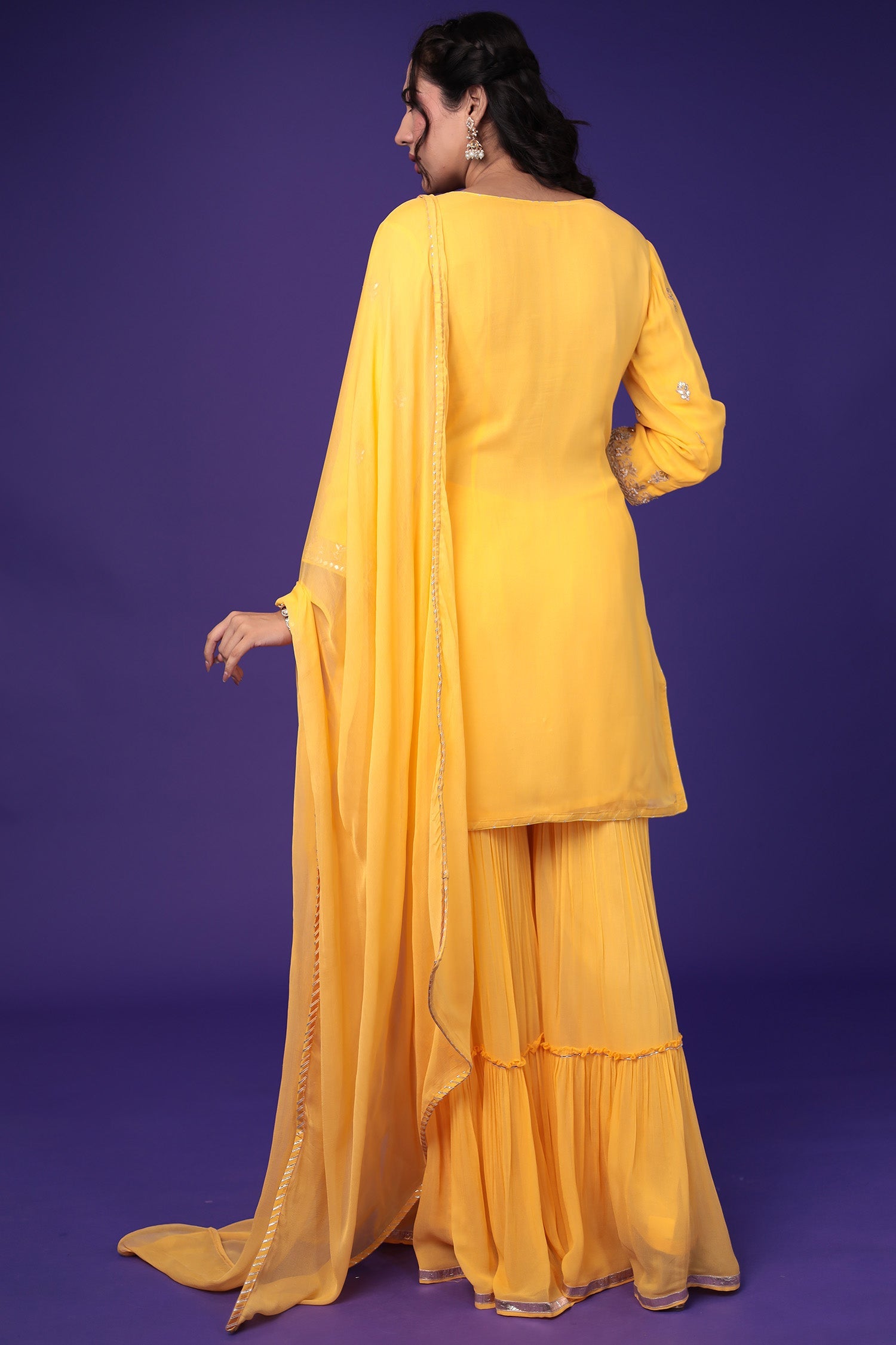 Georgette Sharara Suit with Dori and Gota Patti work